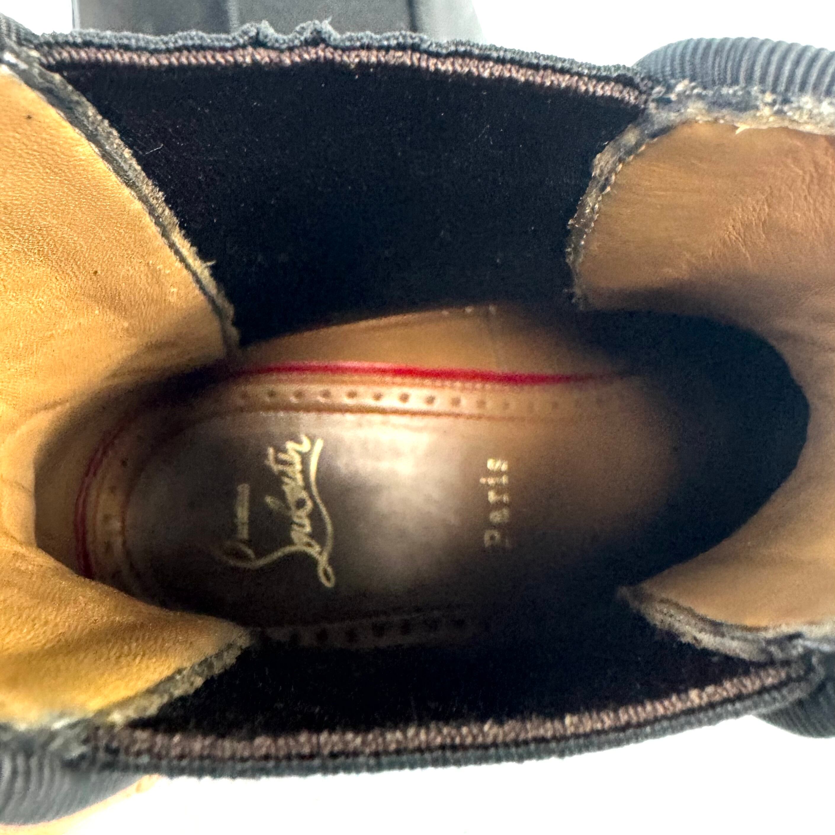 クリスチャンルブタン　サイドゴアブーツ　トゥスタッズ　レザー　黒　26cm