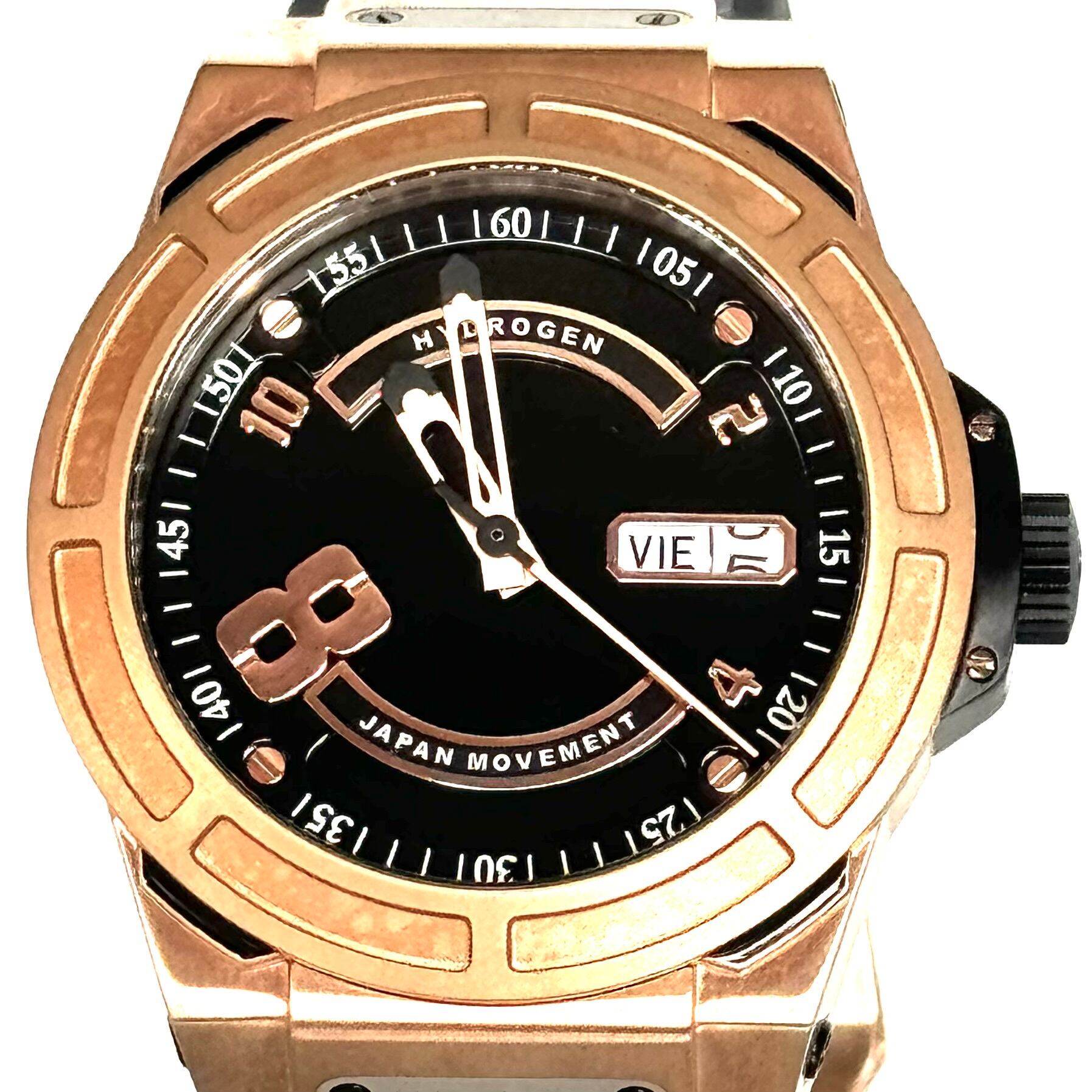 ハイドロゲン　OTTO　HW224005　自動巻　黒　ゴールド　裏スケ　デイデイト　樹脂ベルト
