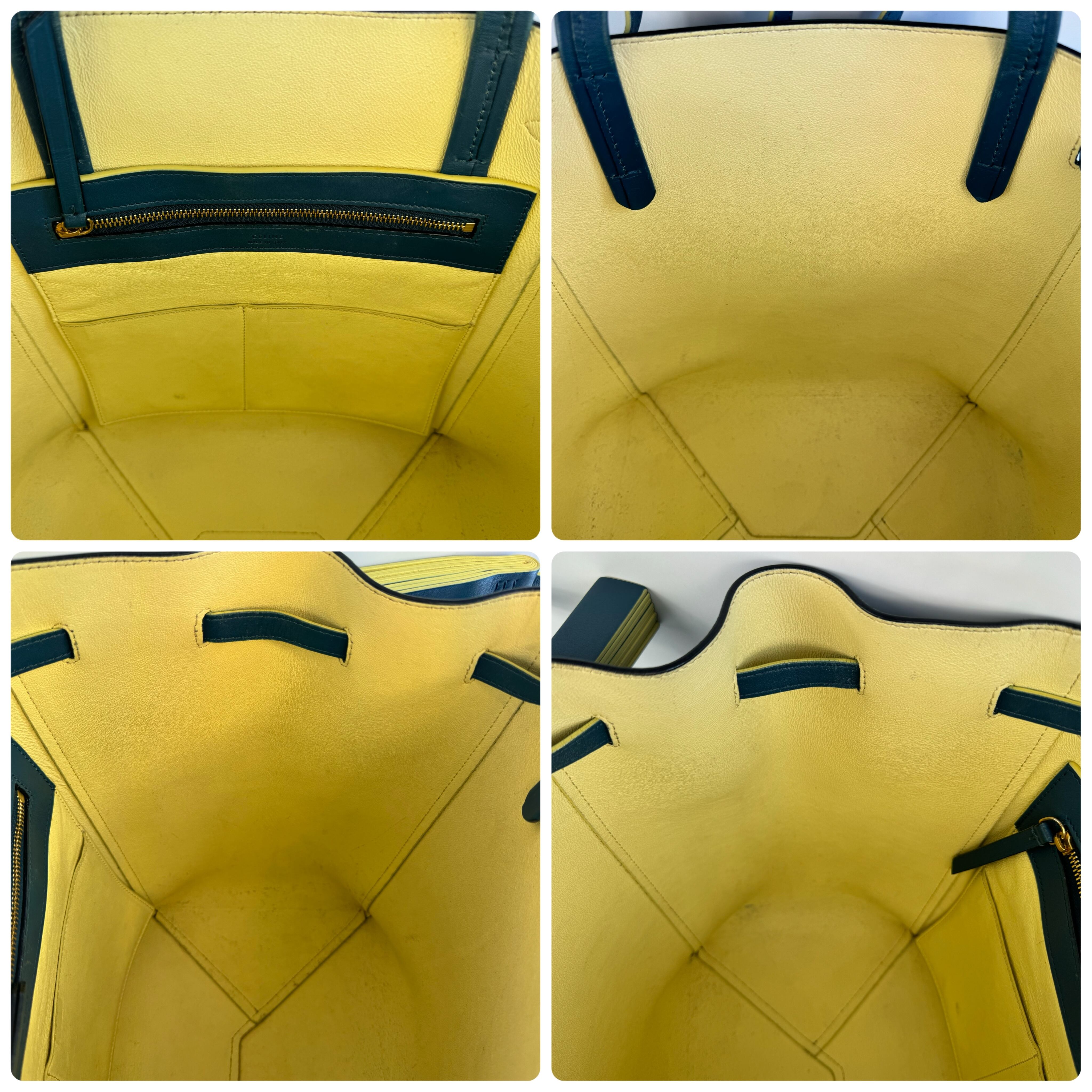 セリーヌ　カバファントム　トートバッグ　スモール　タッセル　カーフ　青　黄色