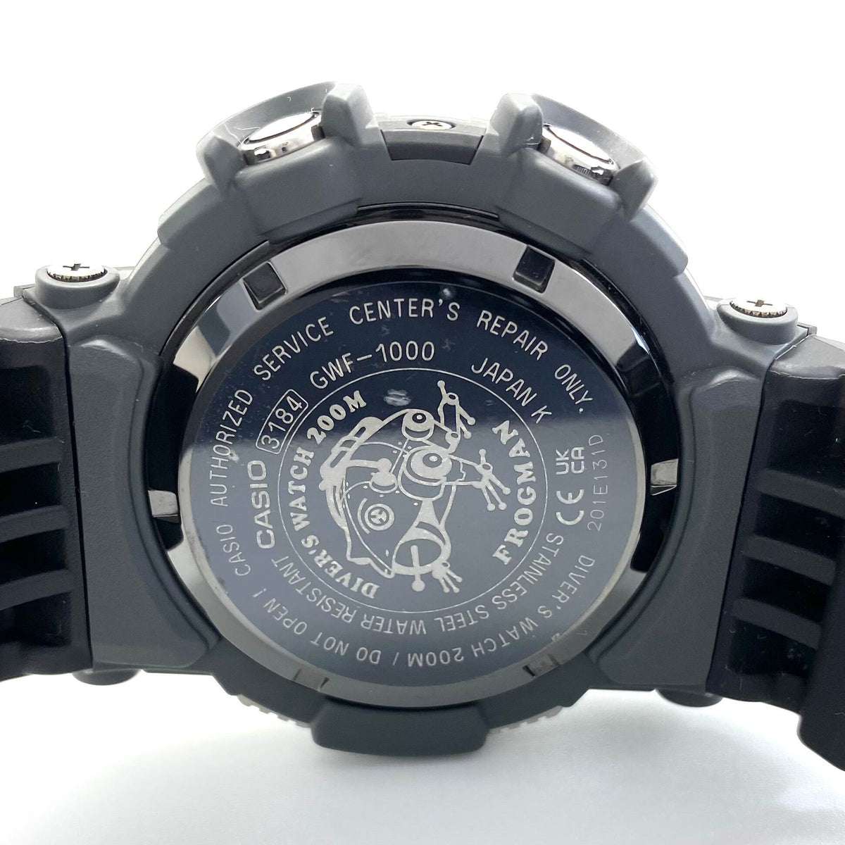 【美品】腕時計 メンズ カシオ ジーショック G-SHOCK フロッグマン GWF-A1000-1JF ダイビング タイドグラフ 200m潜水防水 黒 電波ソーラー デジタル 樹脂ベルト