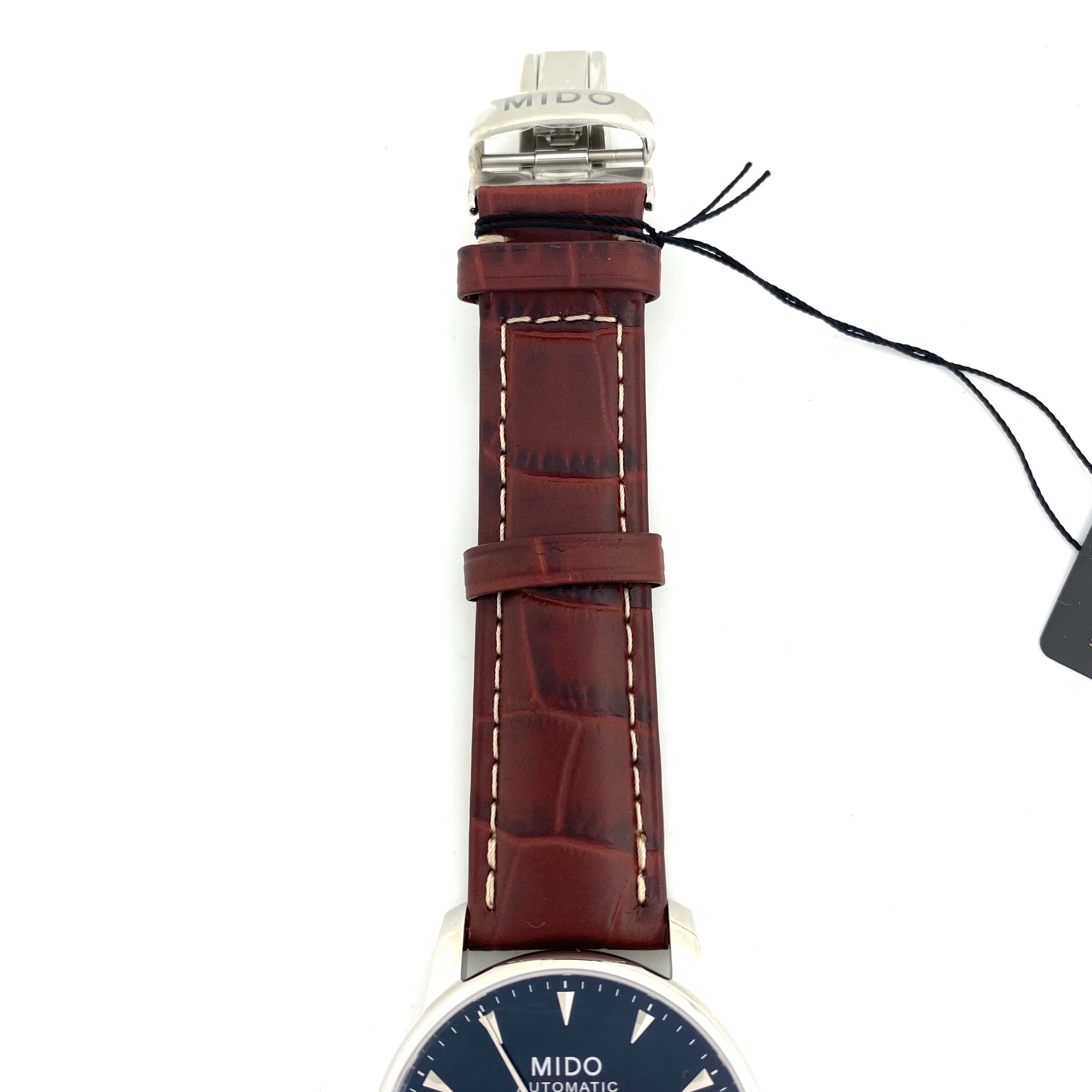 【未使用】ミドー　MIDO　バロンチェッリ　M8600.4.18.8　自動巻　デイト表示　裏スケ　黒　革ベルト
