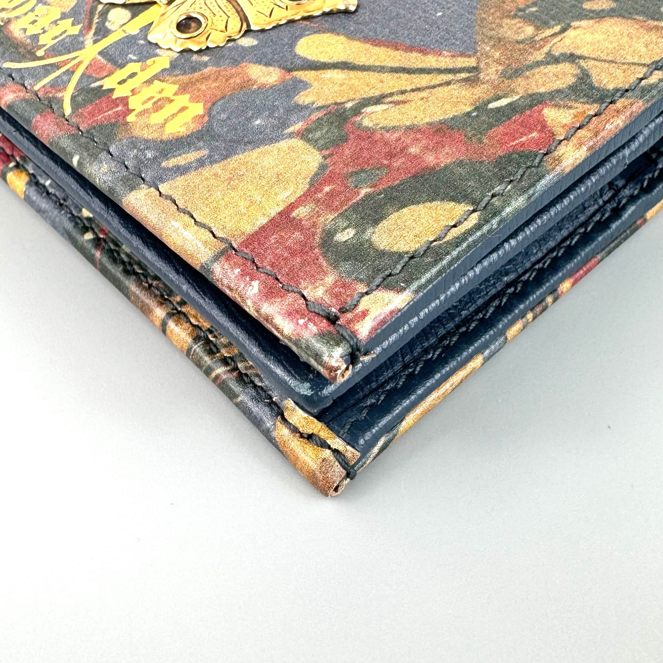 【希少】グッチ　ガーデン　財布　バタフライ　516929・0416　二つ折り財布　マーブルカラー　ネイビー