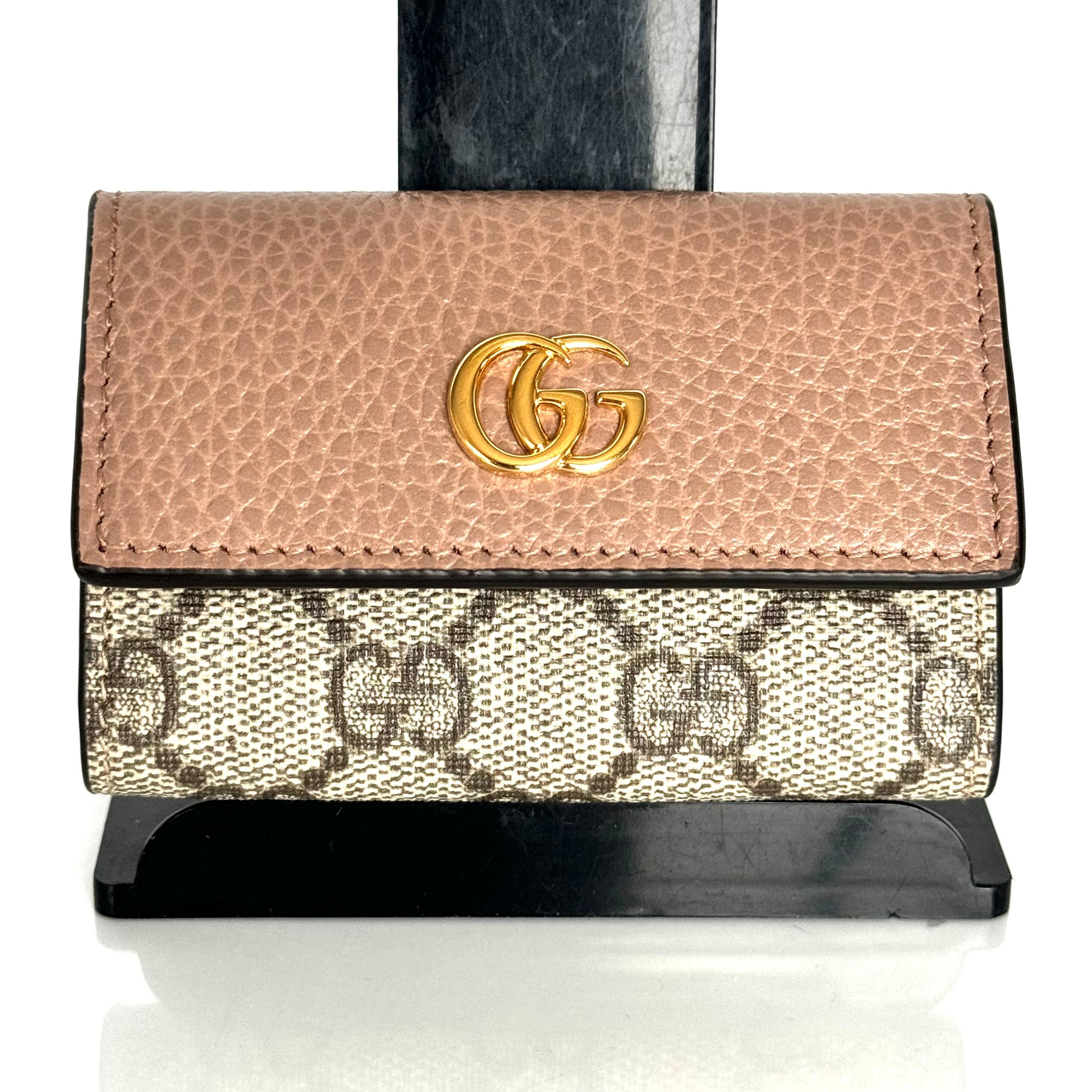 【未使用】グッチ　キーケース　456118　GGマーモント　GGスプリーム　ベージュ　レザー　6P