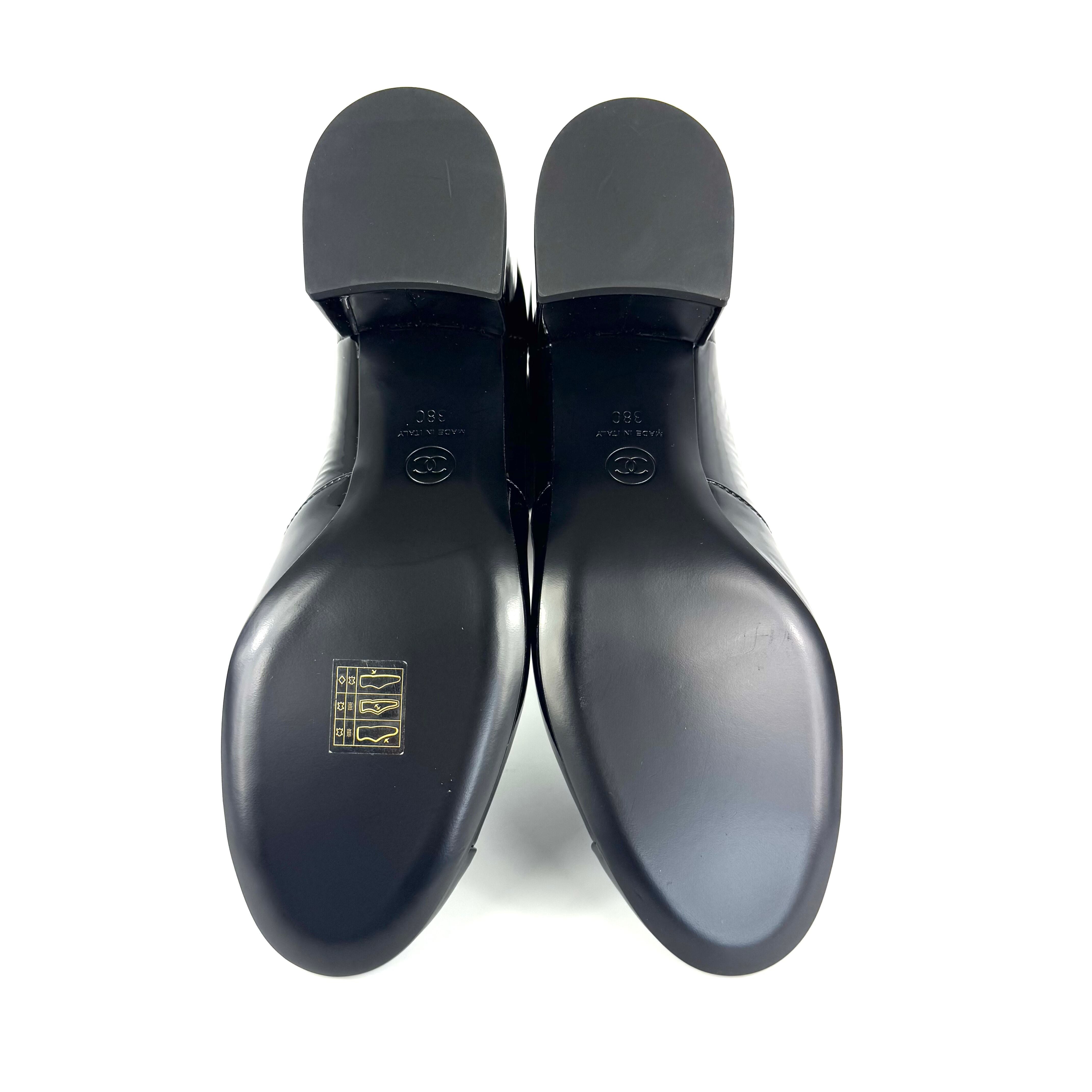 シャネル　CHANEL　ニットソックス　ブーツ　G38472　ココマーク　ニット×エナメル　黒　38C　日本サイズ約25cm