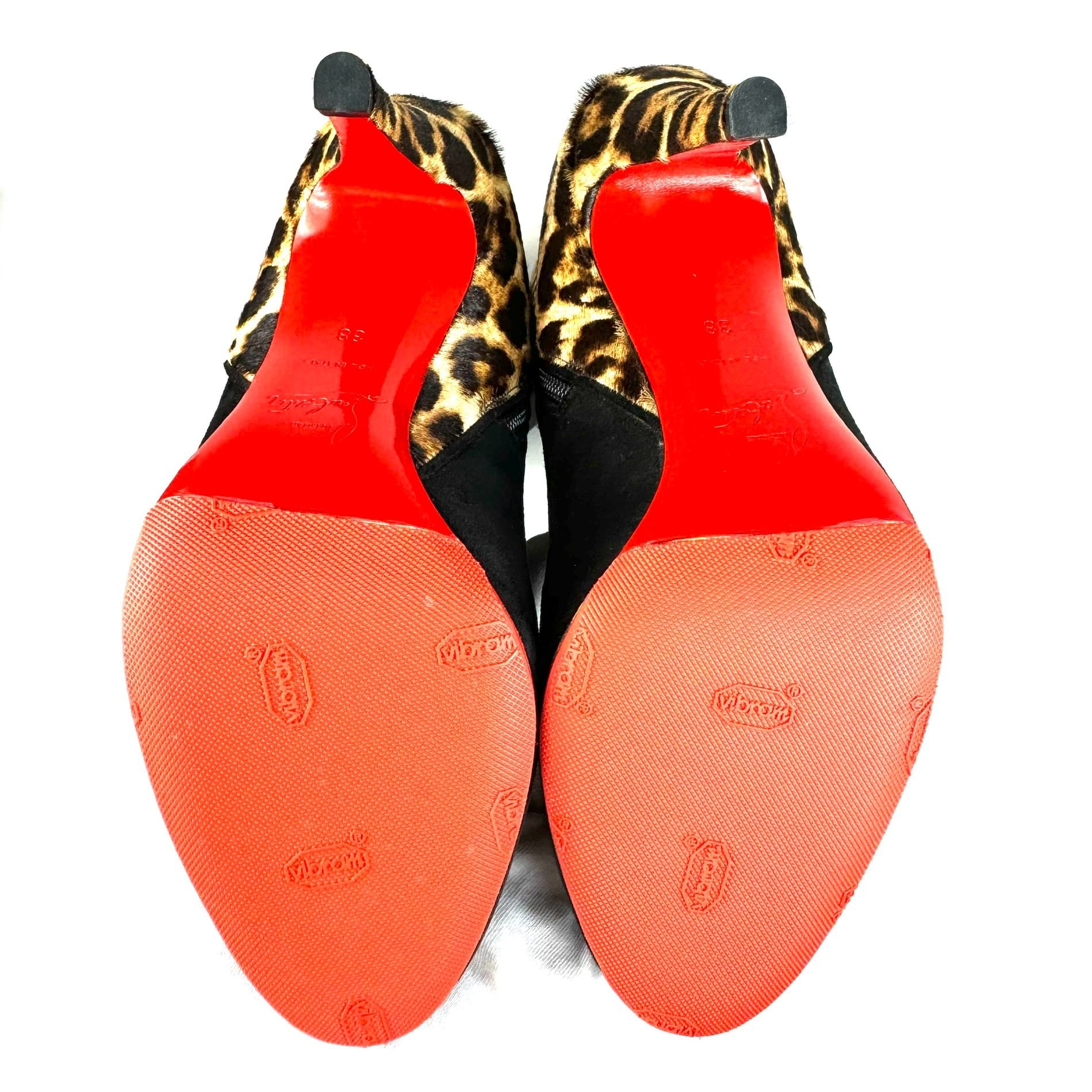 クリスチャンルブタン　ロングブーツ　ハラコ　スエード　黒　ヒョウ柄　25cm