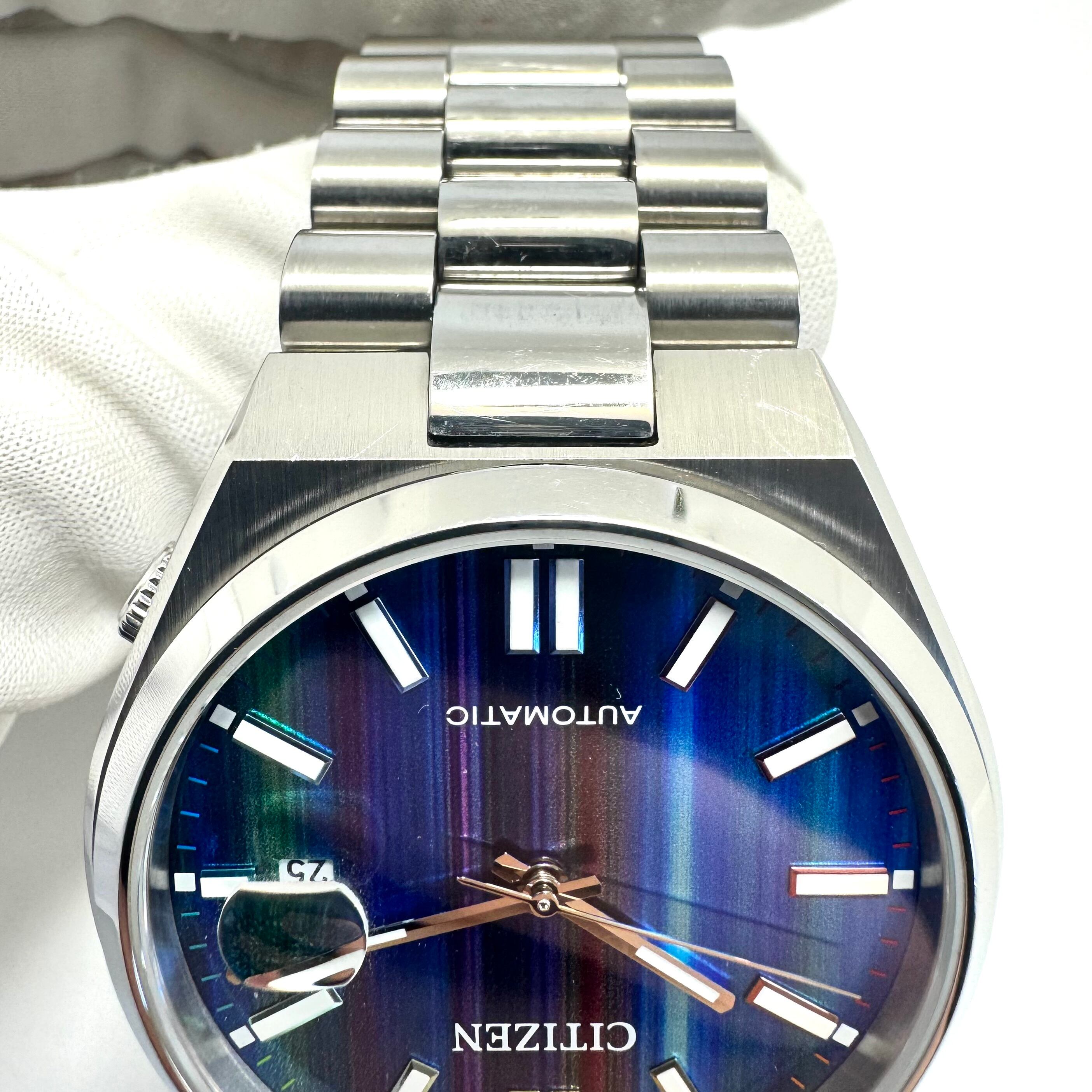 【動作良好】腕時計 メンズ シチズン シチズンコレクション メカニカル ツヨサ NJ0151-53W 8210-S126967 自動巻式 裏スケ ブルーグラデーション デイト表示