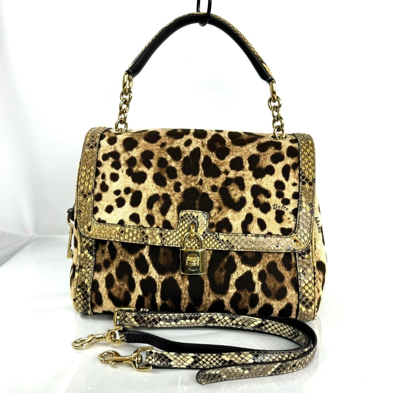 【希少】ドルチェアンドガッバーナ　Dolce&Gabbana　D&G　バンドバッグ　2way　レオパード　パイソン　キャンバス