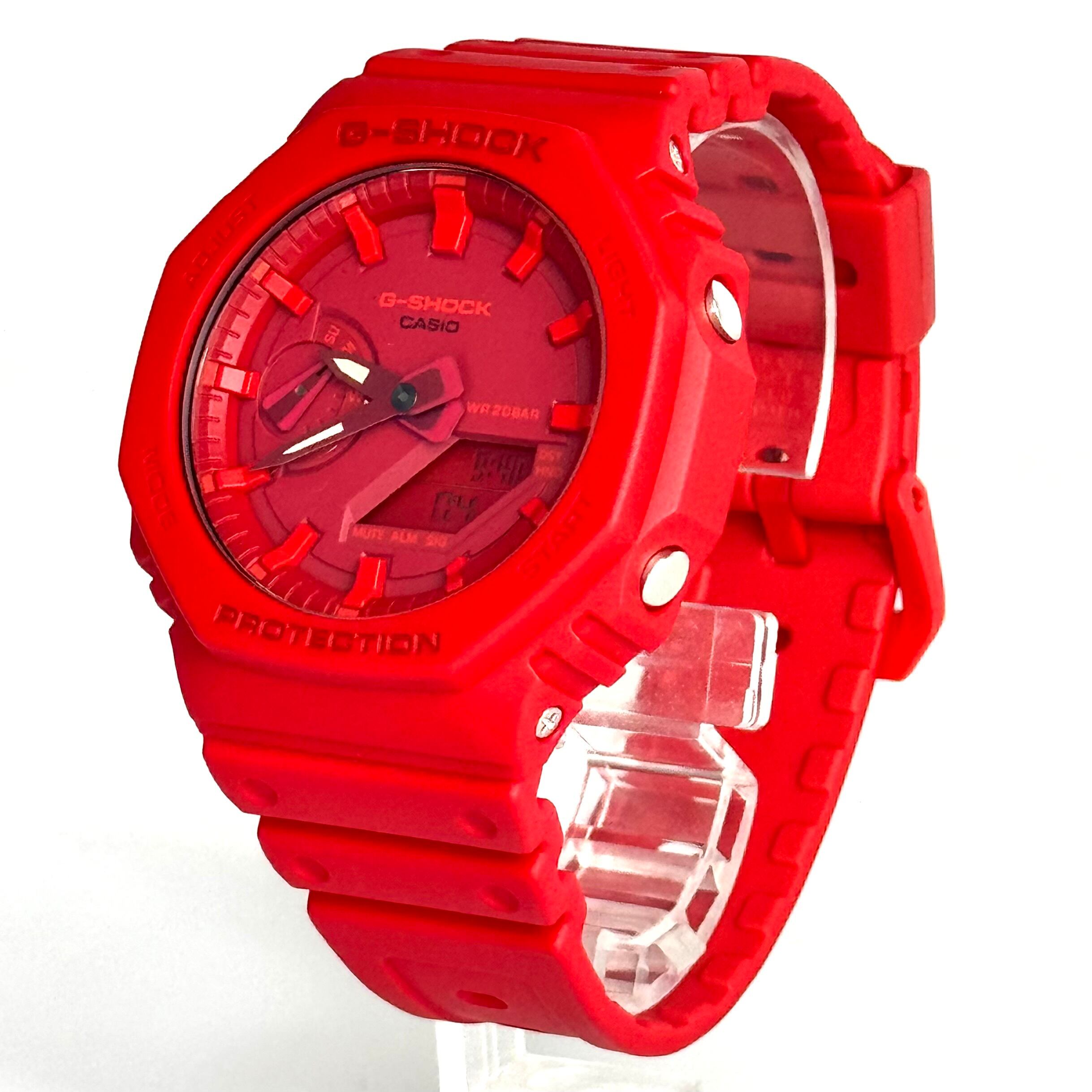 【美品】カシオ　G-SHOCK　ジーショック　2100シリーズ　GA-2100-4AJF　クォーツ　アナデジ　レッド　樹脂ベルト