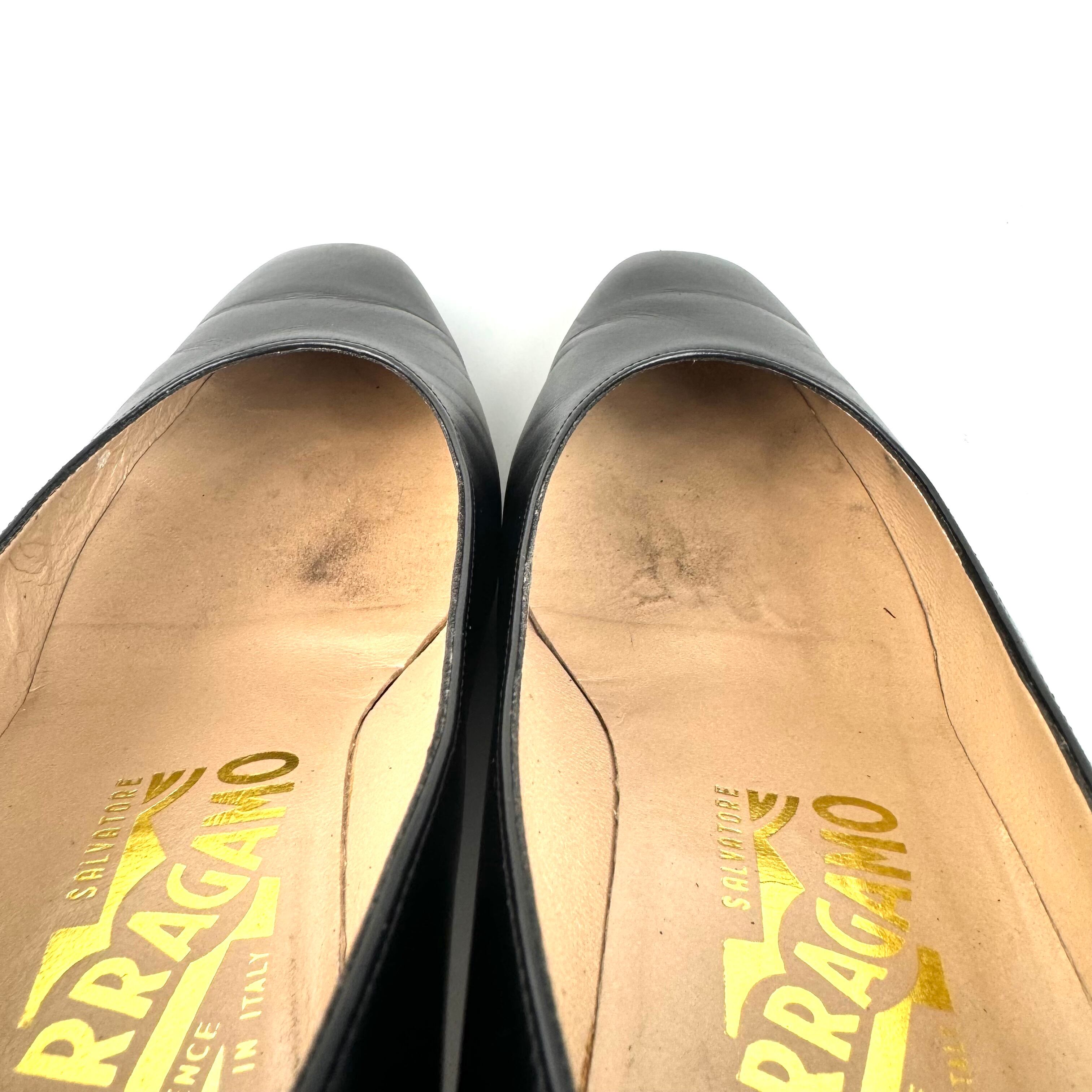 サルヴァトーレフェラガモ　パンプス　スクエアトゥ　カーフ　黒　23cm　5 1/2