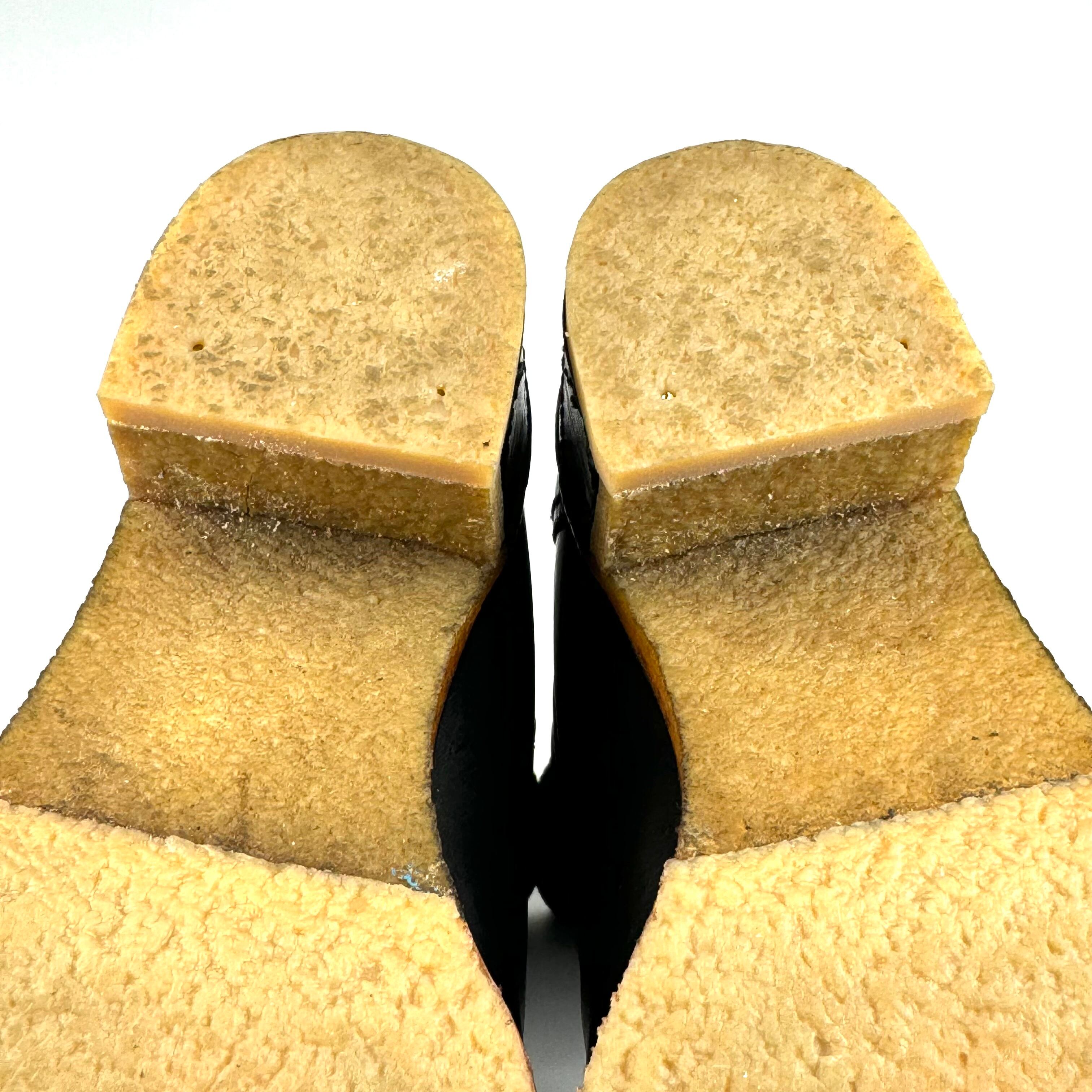 【美品】シャネル　ロングブーツ　ムートン　ココマーク　レザー　黒　22.5cm