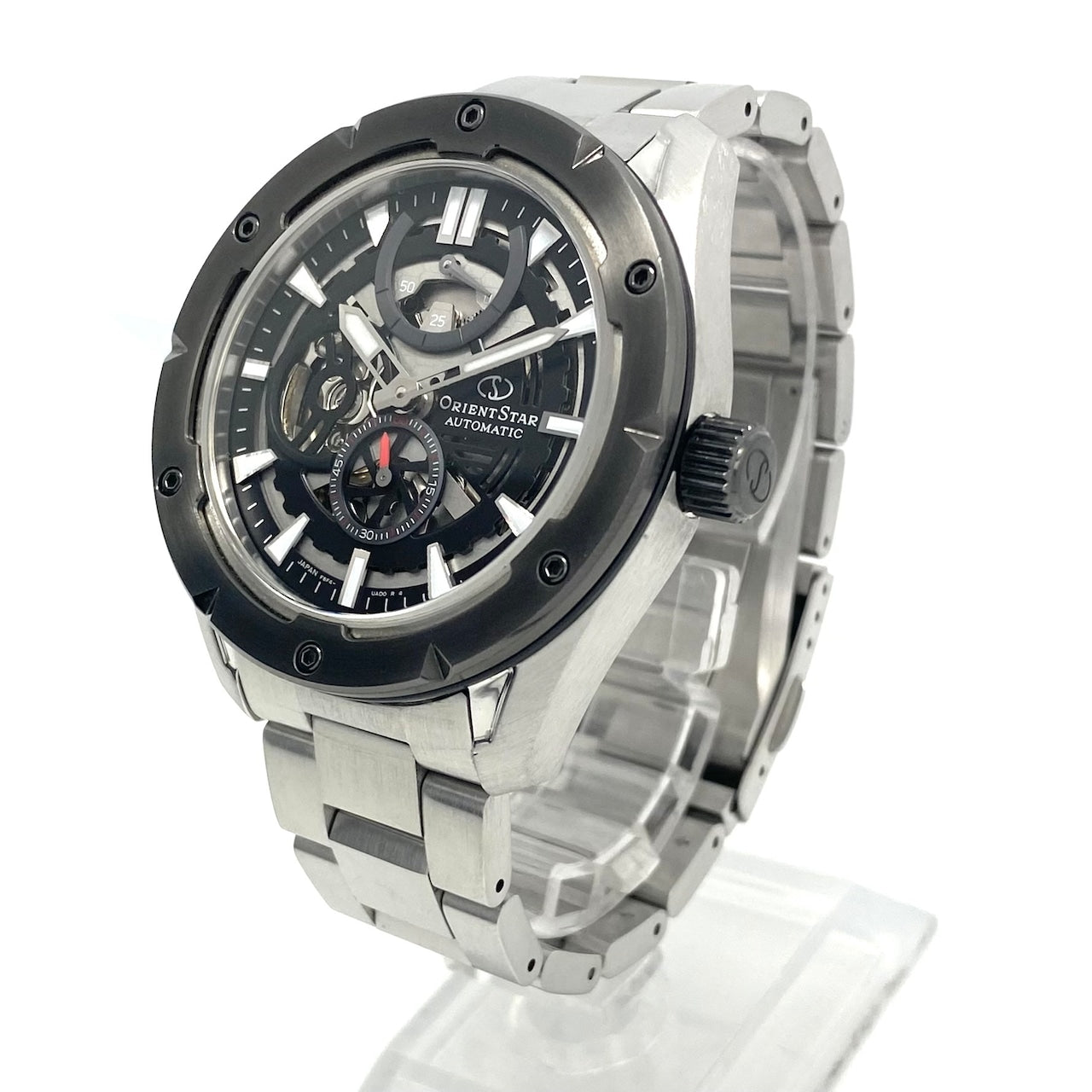 【美品・動作良好】 腕時計 メンズ オリエントスター コンテンポラリー アバンギャルドスケルトン RK-AV0A01B F6F4-UAF0 自動巻 パワーリザーブ 黒 10気圧防水