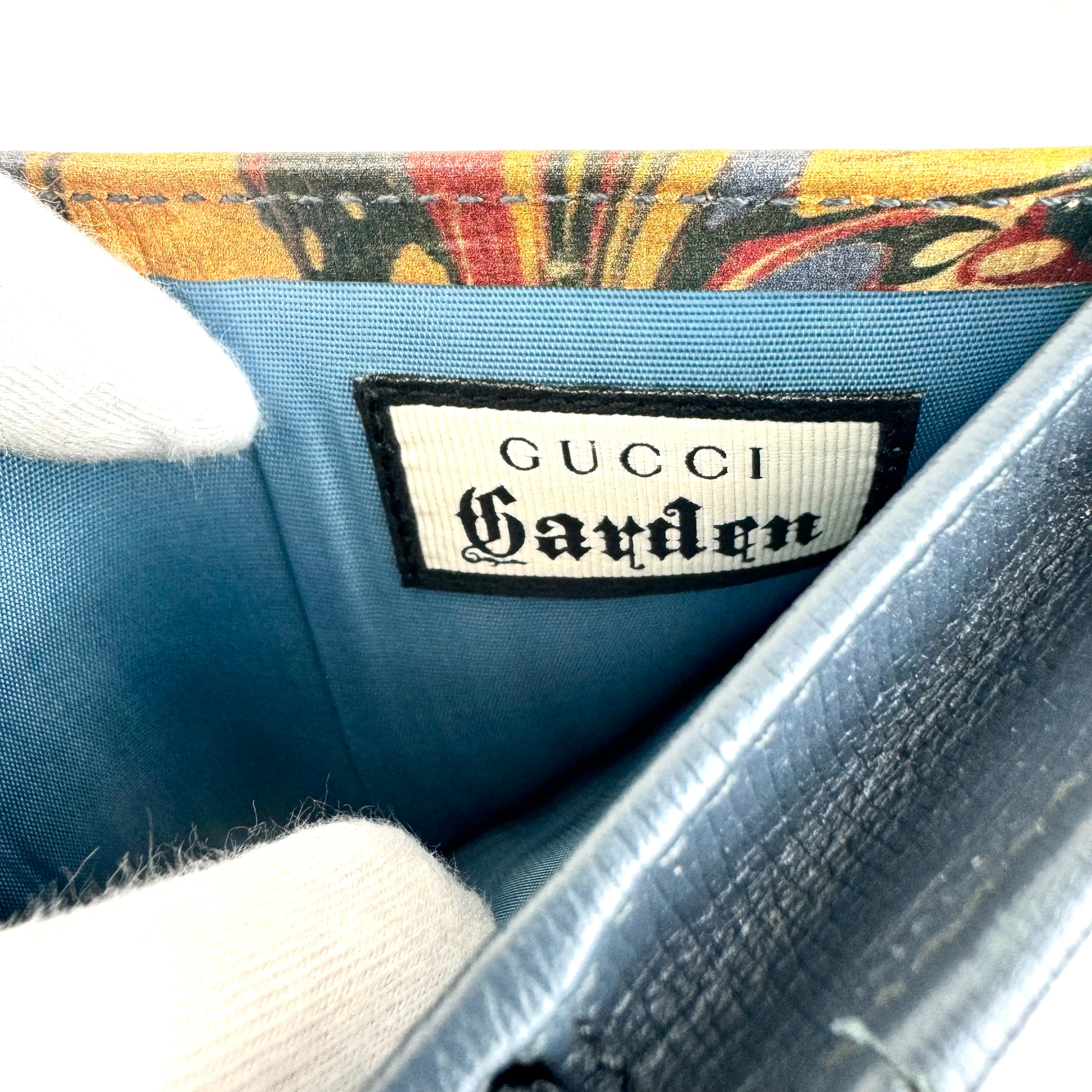 【希少】グッチ　ガーデン　財布　バタフライ　516929・0416　二つ折り財布　マーブルカラー　ネイビー