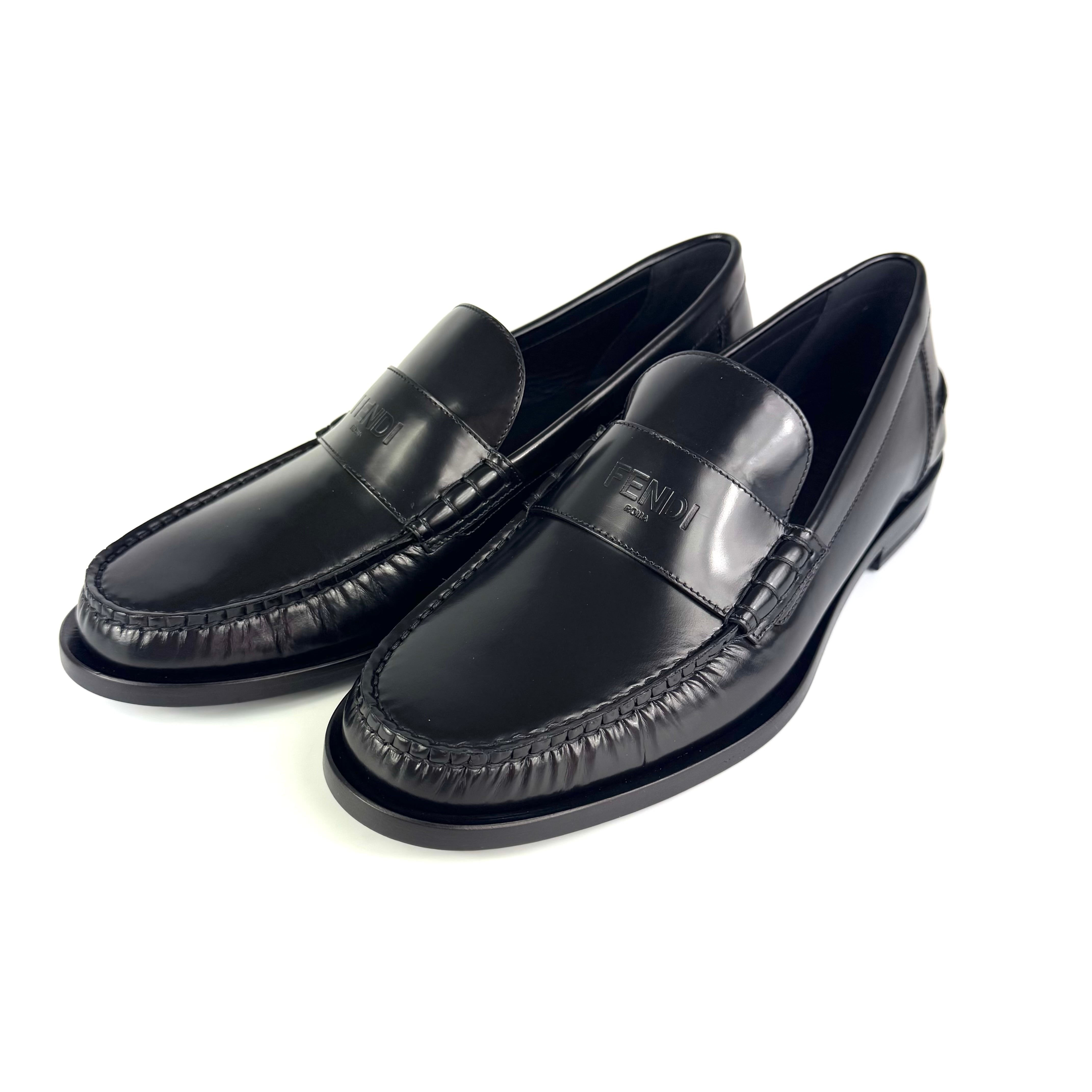 フェンディ　FENDI　ローファー　レザー　ブラック　黒　8　日本サイズ約27cm