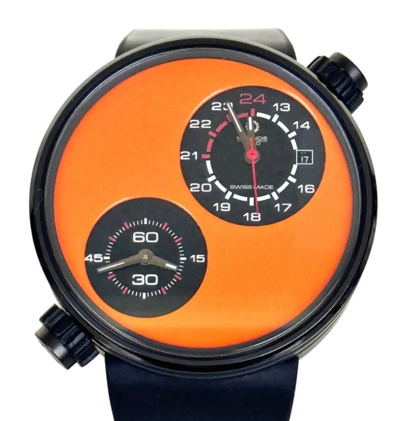 【希少】メカニケヴェローチ　ドゥエヴァルヴォレ　世界250本限定　自動巻　2タイムゾーン　オレンジ　ラバー　デイト表示