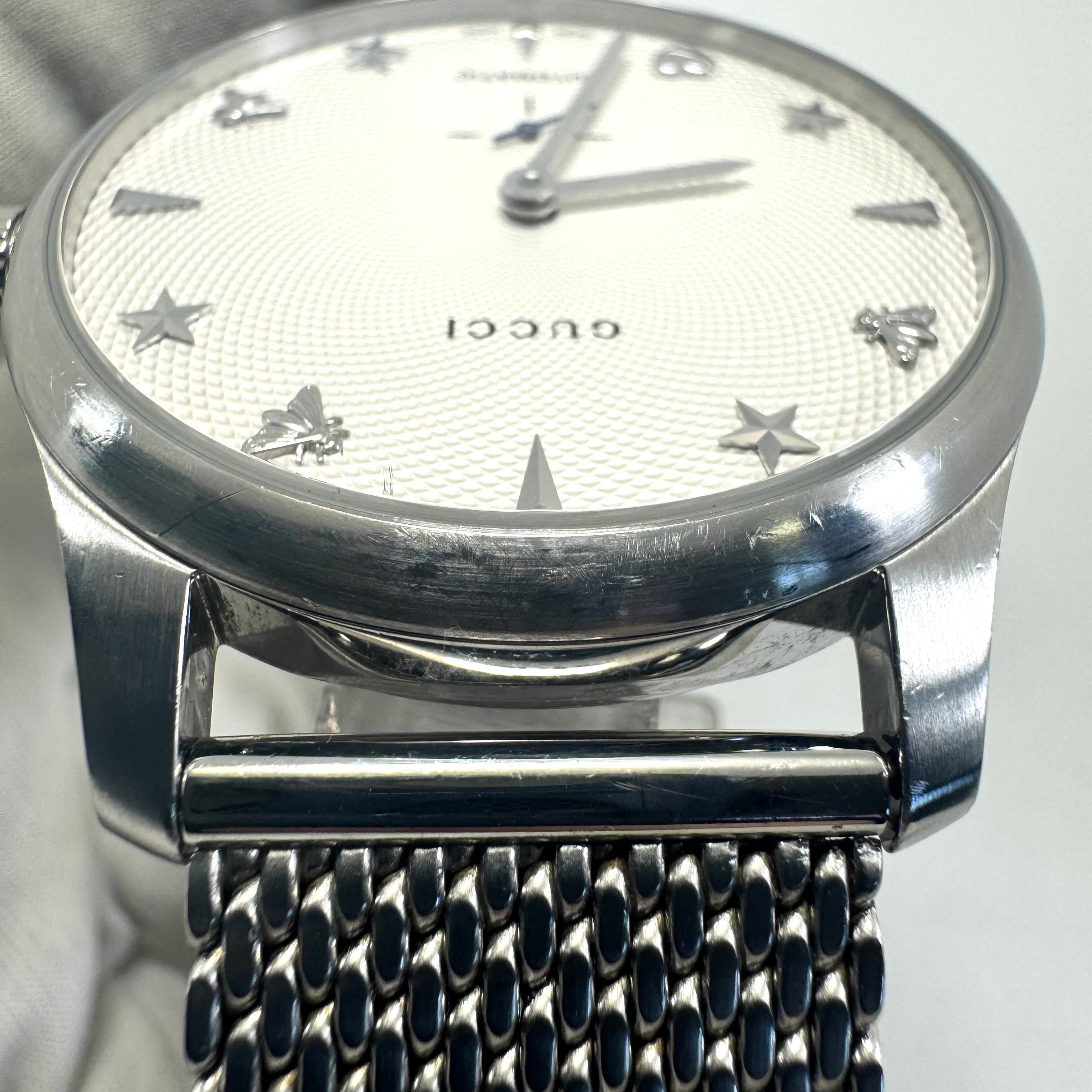 【動作良好】腕時計 メンズ グッチ GUCCI Gタイムレス 126.3 YA126330 自動巻 蜂 ビー シルバー 裏スケ スモールセコンド