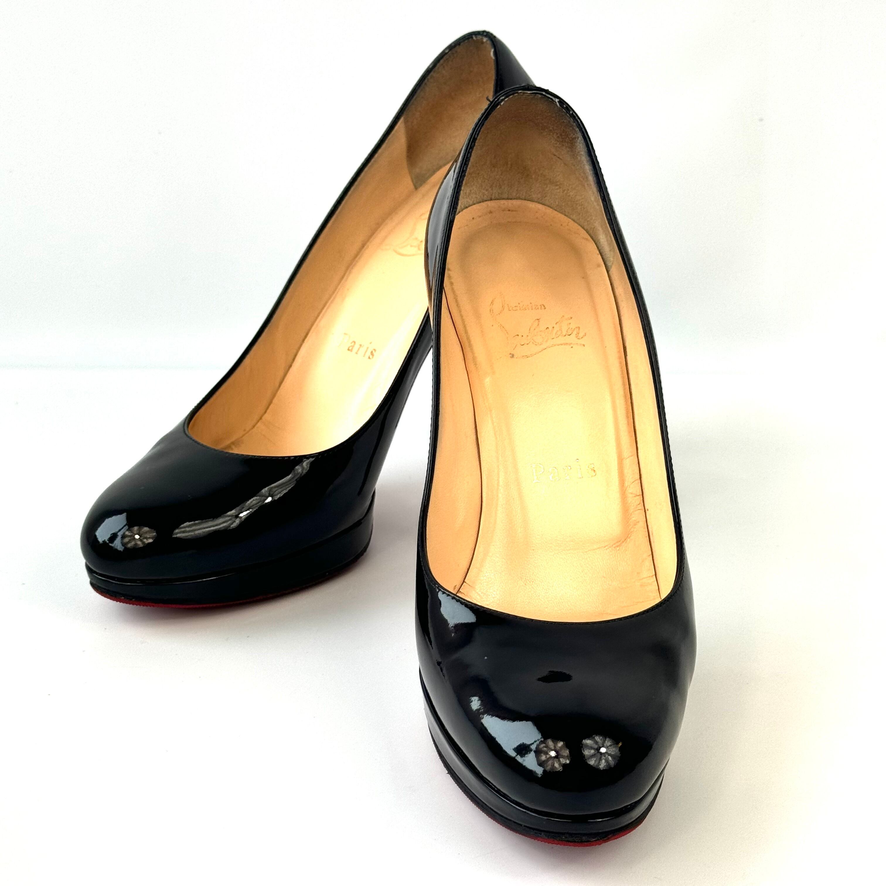 【美品】クリスチャンルブタン　ニューシンプルパンプス　ハイヒール　パテントレザー　23.5cm　黒