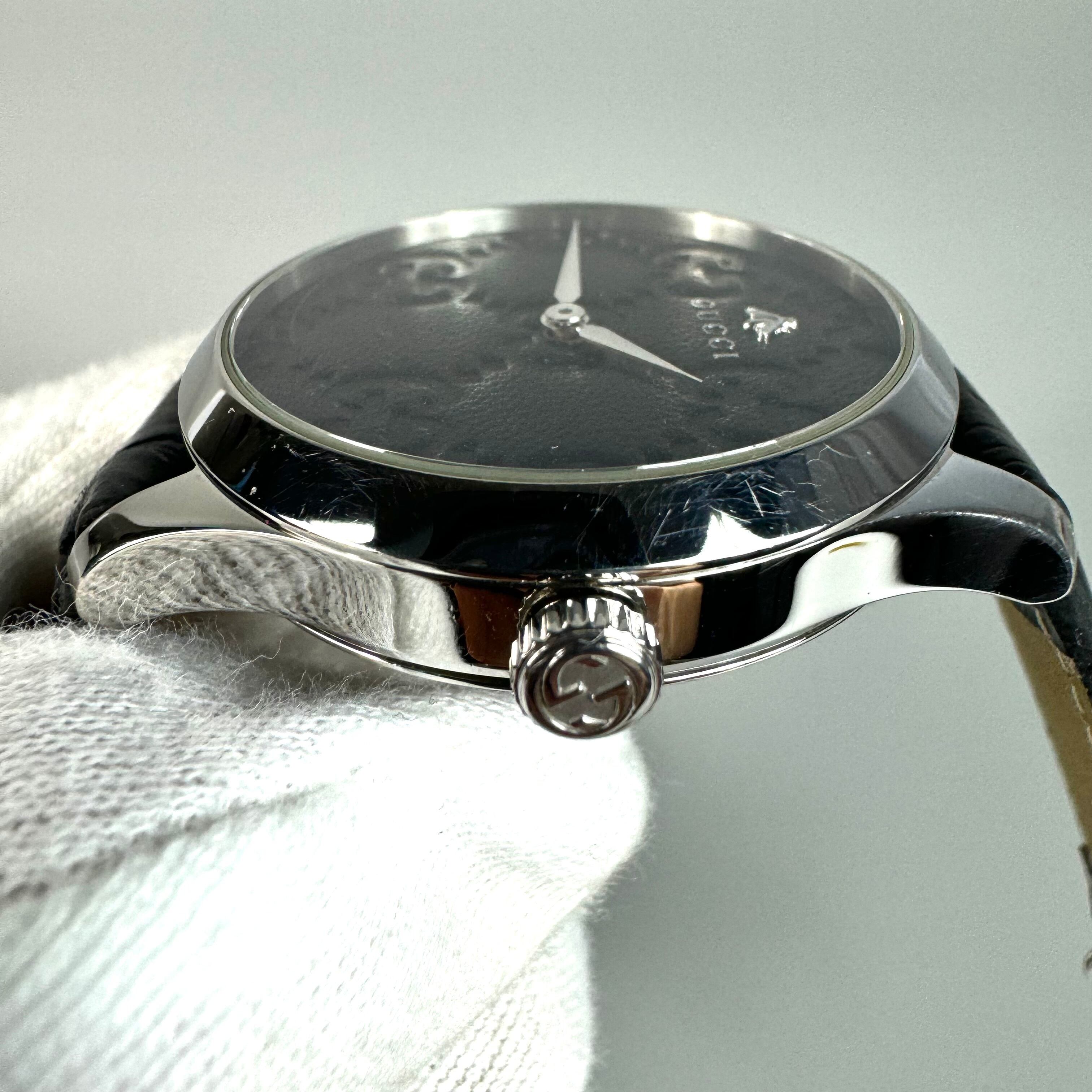 グッチ　GUCCI　Gタイムレス　YA1264031A　164.4　クォーツ　黒　社外ベルト