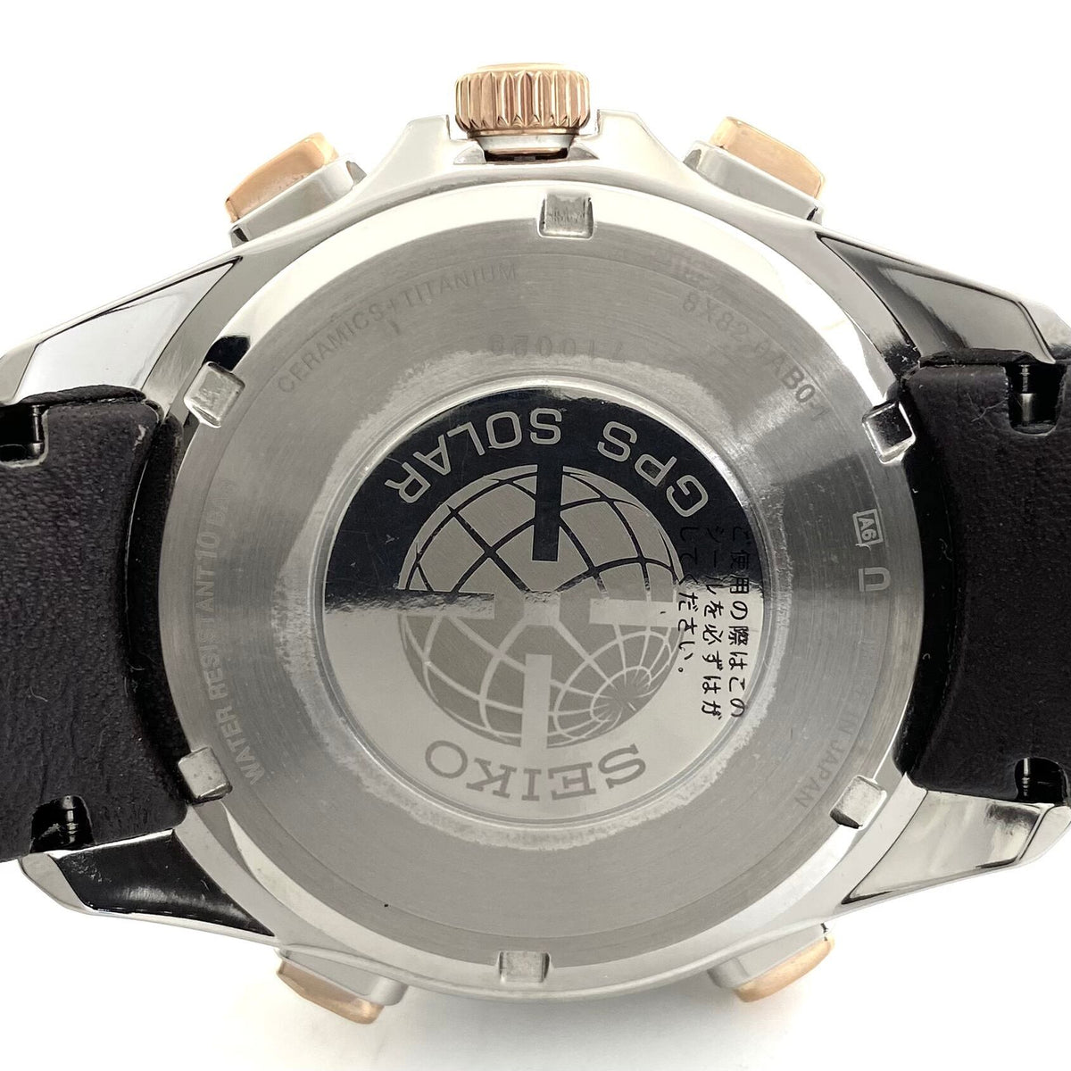 【美品】腕時計 メンズ セイコー アストロン SBXB025 8X82?0AB0-1 GPSソーラー ブラウン デイト表示 セラミック チタニウム 革ベルト 10気圧防水