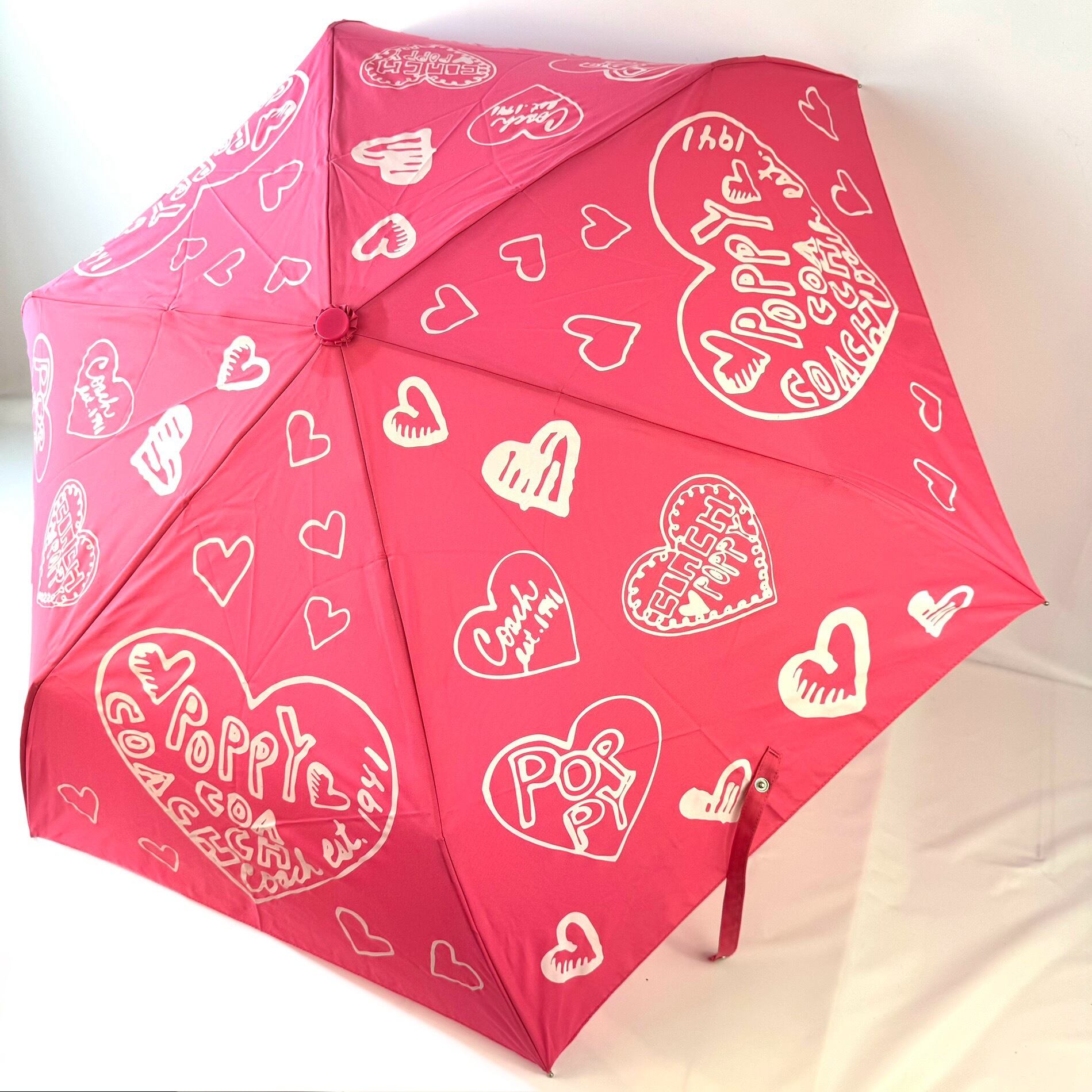 【美品】コーチ　折り畳み傘　ノベルティ　日傘　ピンク　POPPY