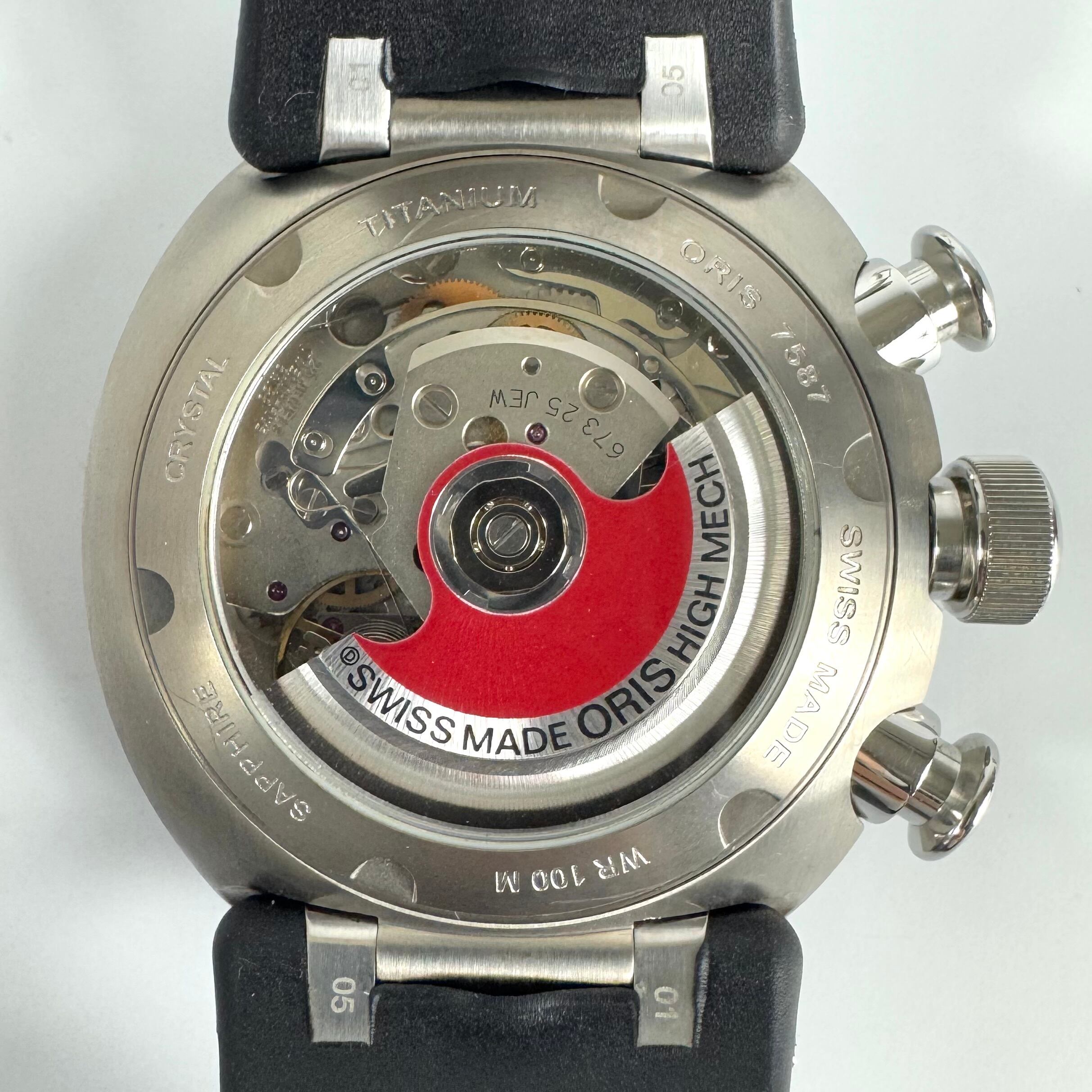 【希少】オリス　ウィリアムス　TT3　リミテッドエディション　7587　自動巻　クロノグラフ　デイト表示　裏スケ　黒　チタニウム　樹脂ベルト　世界限定3000本