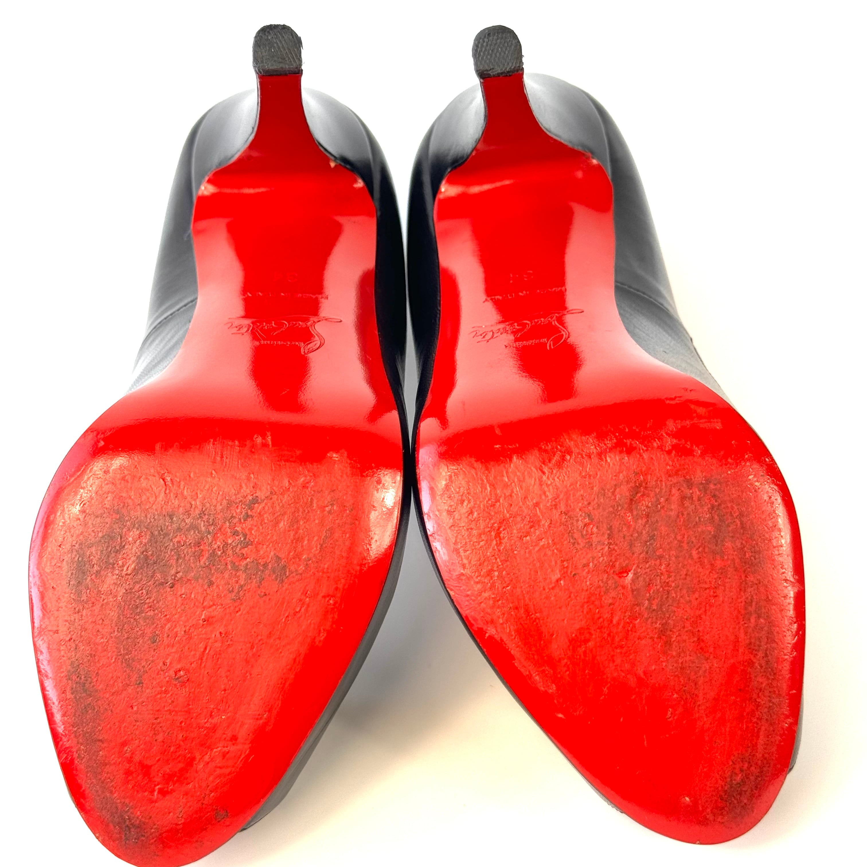 【美品】クリスチャンルブタン　パンプス　ピンヒール　オープントゥ　21cm　黒