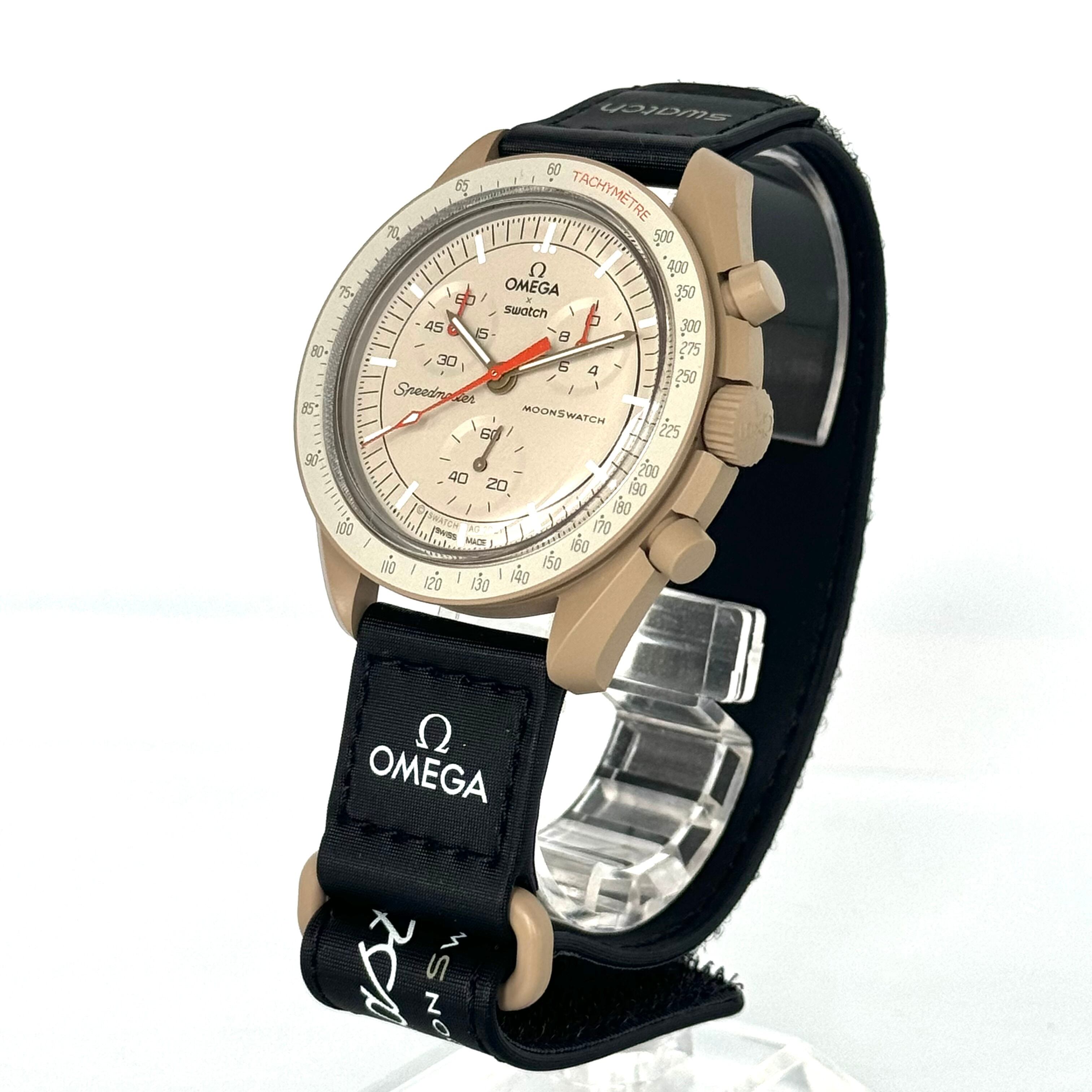 オメガ　オメガ×スウォッチ　スピードマスター　Mission to Jupiter　SO33C100　クォーツ　バイオセラミック　ベージュ