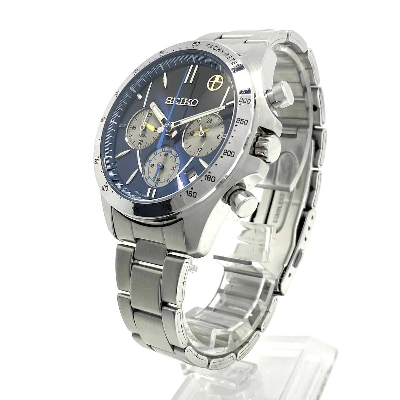 【希少】腕時計 メンズ セイコー SEIKO 8T63-0100 500系こだまウォッチ 500系新幹線 25周年記念モデル 5000本限定 クォーツ 青 クロノグラフ デイト表示 10気圧防水