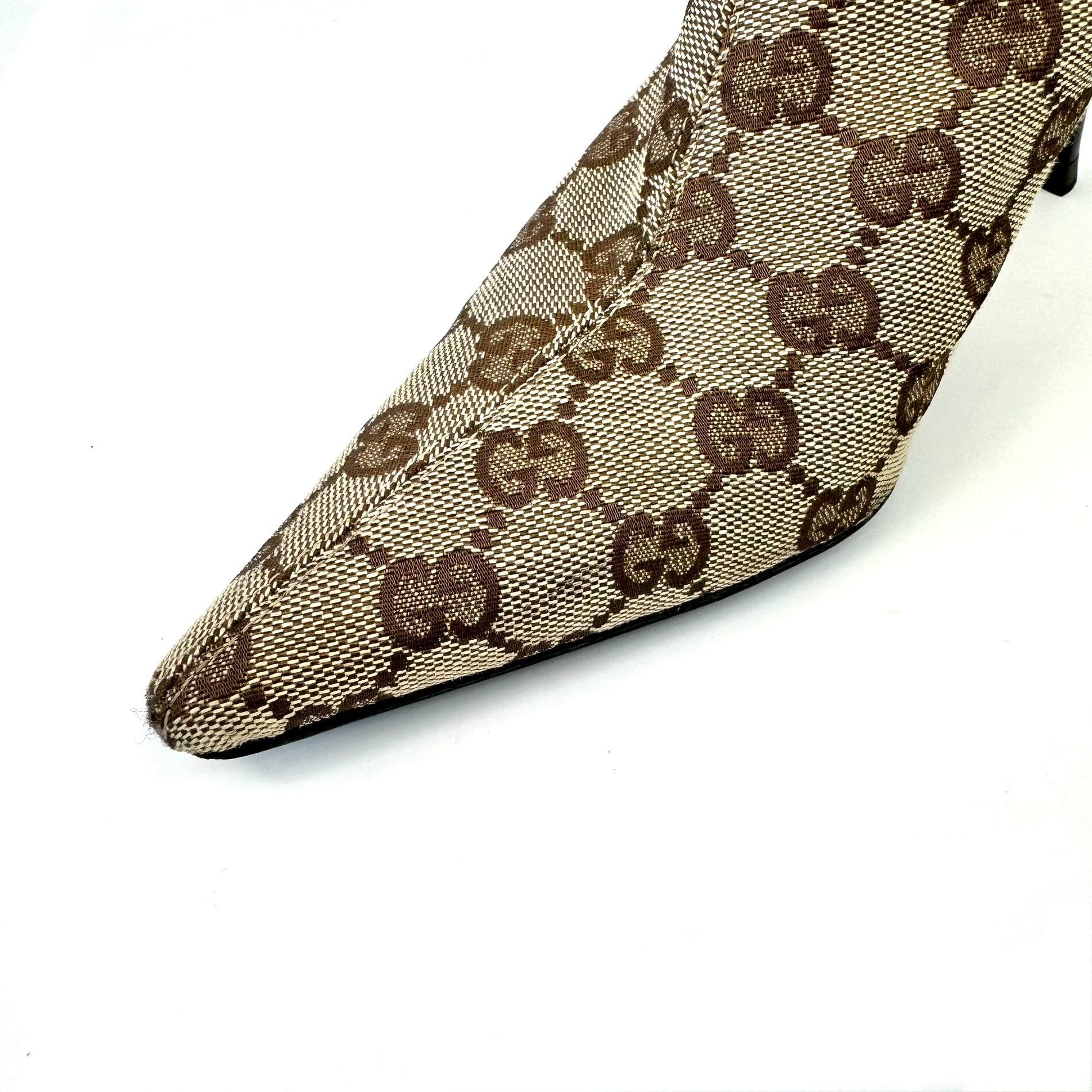 【希少】グッチ　ロングブーツ　GGキャンバス　ブラウン22cm