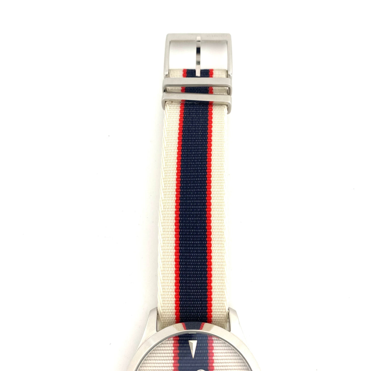 【美品】腕時計 メンズ グッチ GUCCI Gタイムレス 126.4 YA1264071 クォーツ アイボリー ネイビー レッド マルチカラー ナイロンベルト
