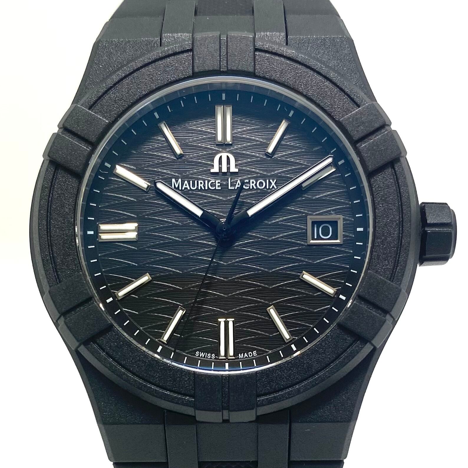 【ほぼ未使用】モーリスラクロア　MAURICE LACROIX　アイコン　タイド　AI2008-00000-300-0　BA07981　クォーツ　黒　デイト表示