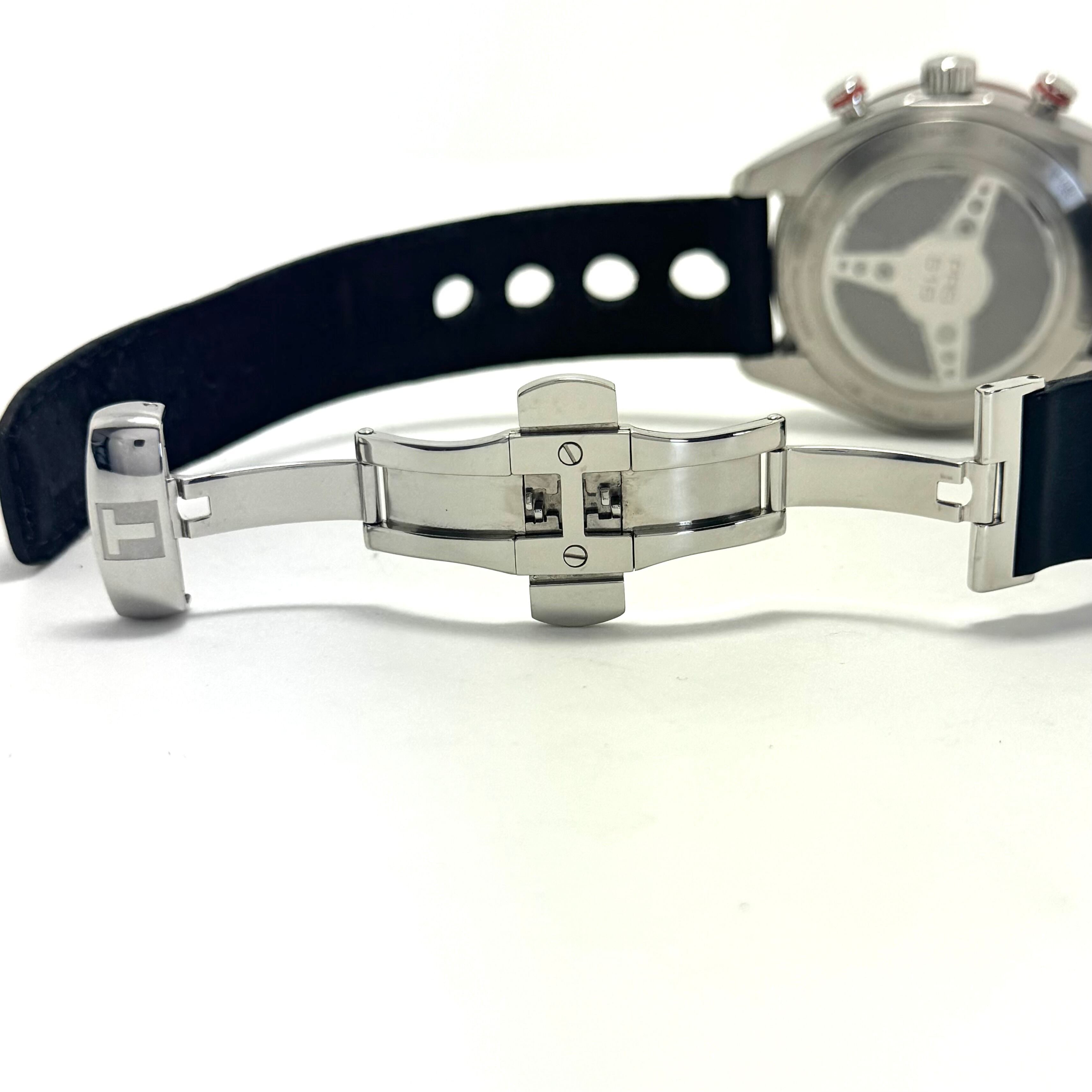 【美品】ティソ　TISSOT　PRS516　クロノグラフ　T100417A　クォーツ　クロノグラフ　黒　デイト表示　革ベルト