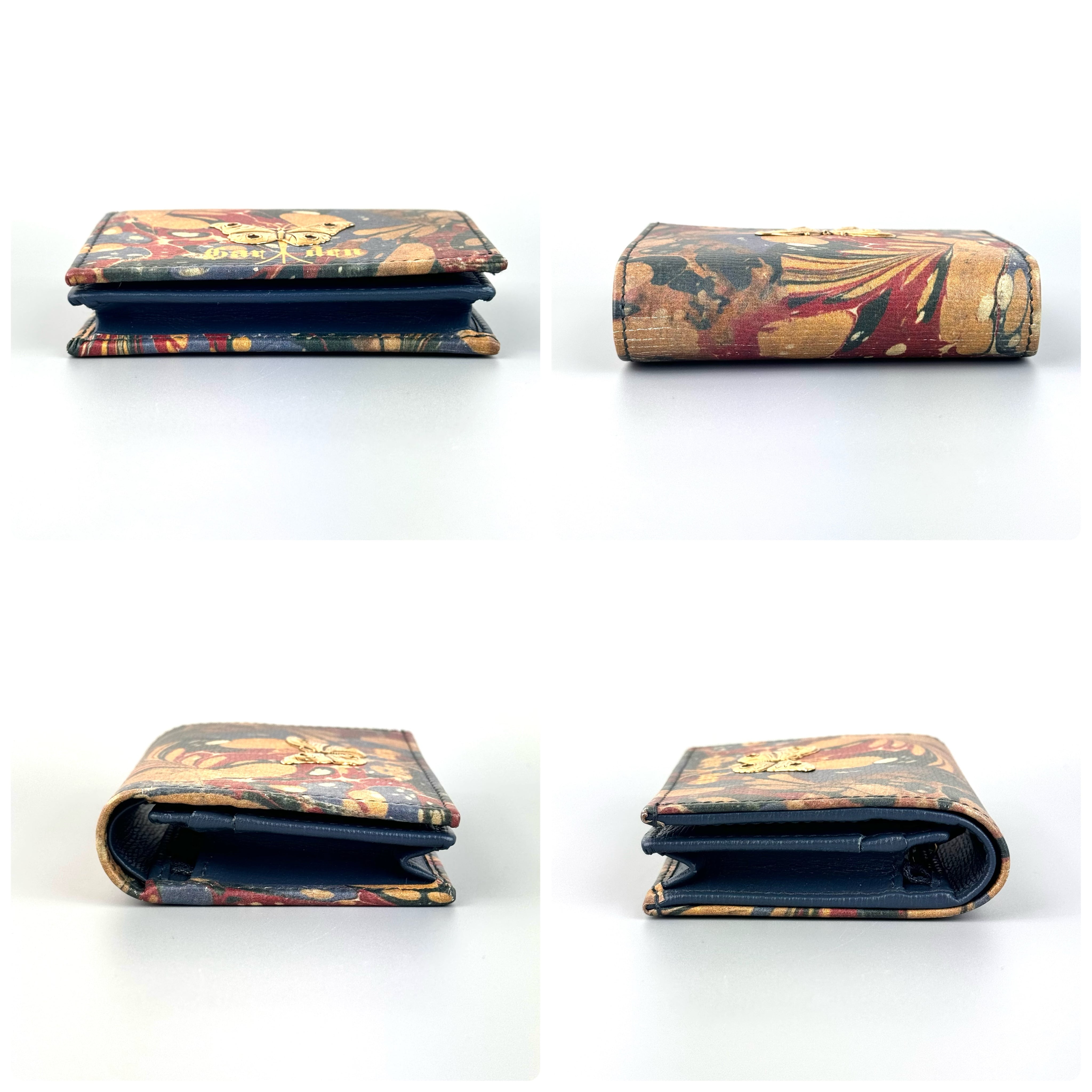 【希少】グッチ　ガーデン　財布　バタフライ　516929・0416　二つ折り財布　マーブルカラー　ネイビー