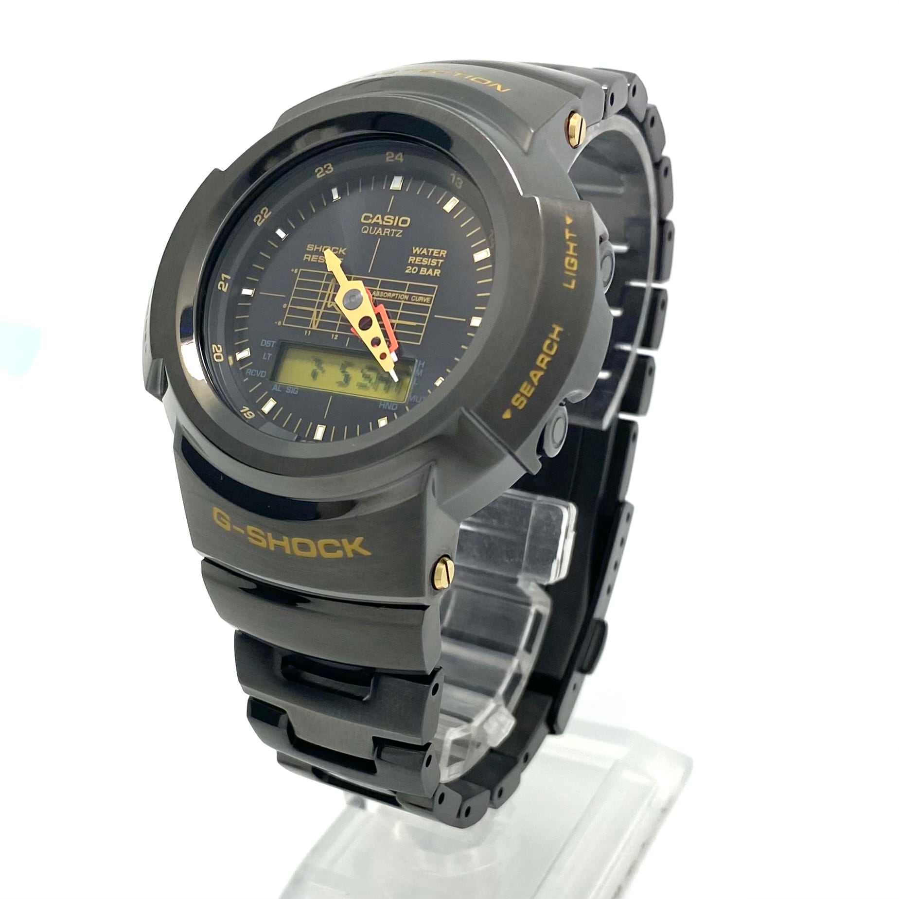 【美品・希少】中古 腕時計 メンズ カシオ G-SHOCK ジーショック AWM-500GC-1AJR AW-500 SERIES PORTERコラボモデル 吉田カバン フルメタル アナデジ 黒 電波ソーラー 20気圧防水