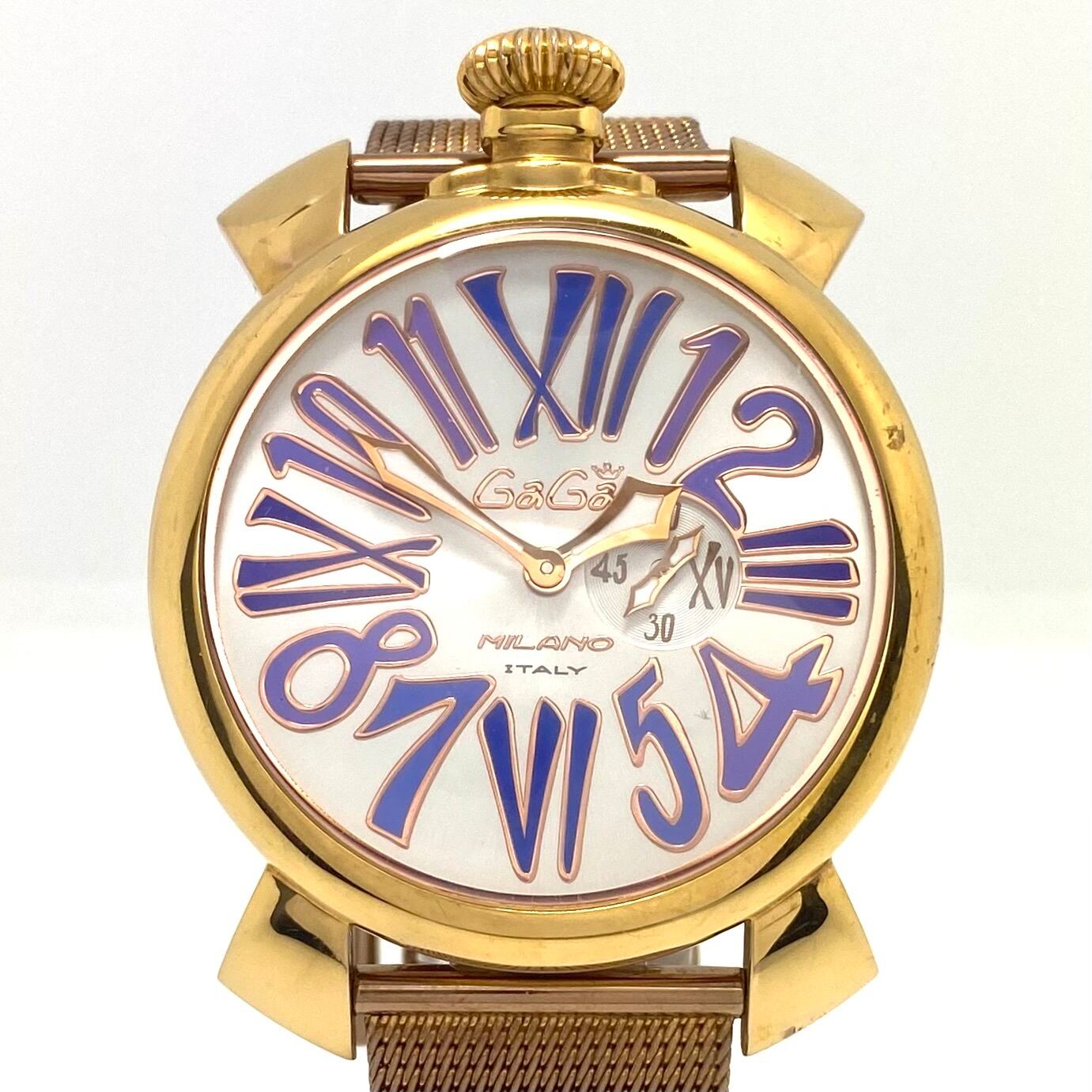 中古 腕時計 メンズ ガガミラノ マニュアーレ46 スリム 5081.3 クォーツ シルバー スモールセコンド