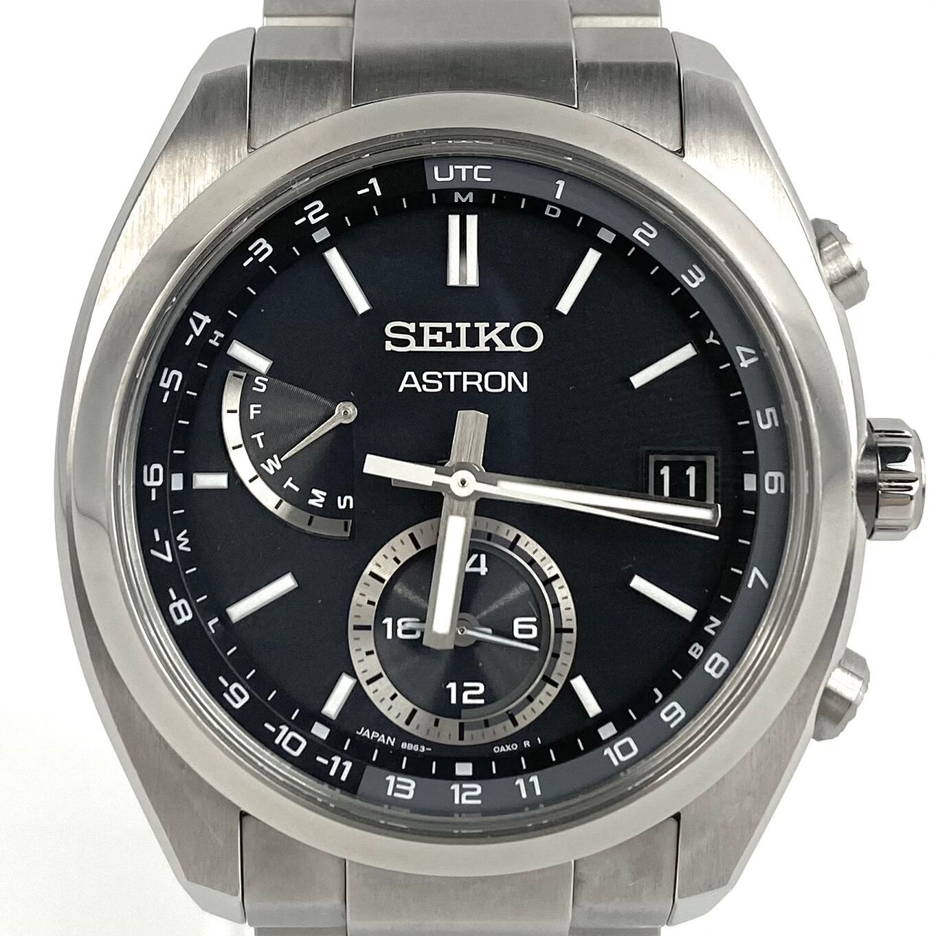 【美品】セイコー　SEIKO　アストロン　ASTRON　SBXY015　8B63-0BA0 　電波ソーラー　チタニウム　黒　デイト表示