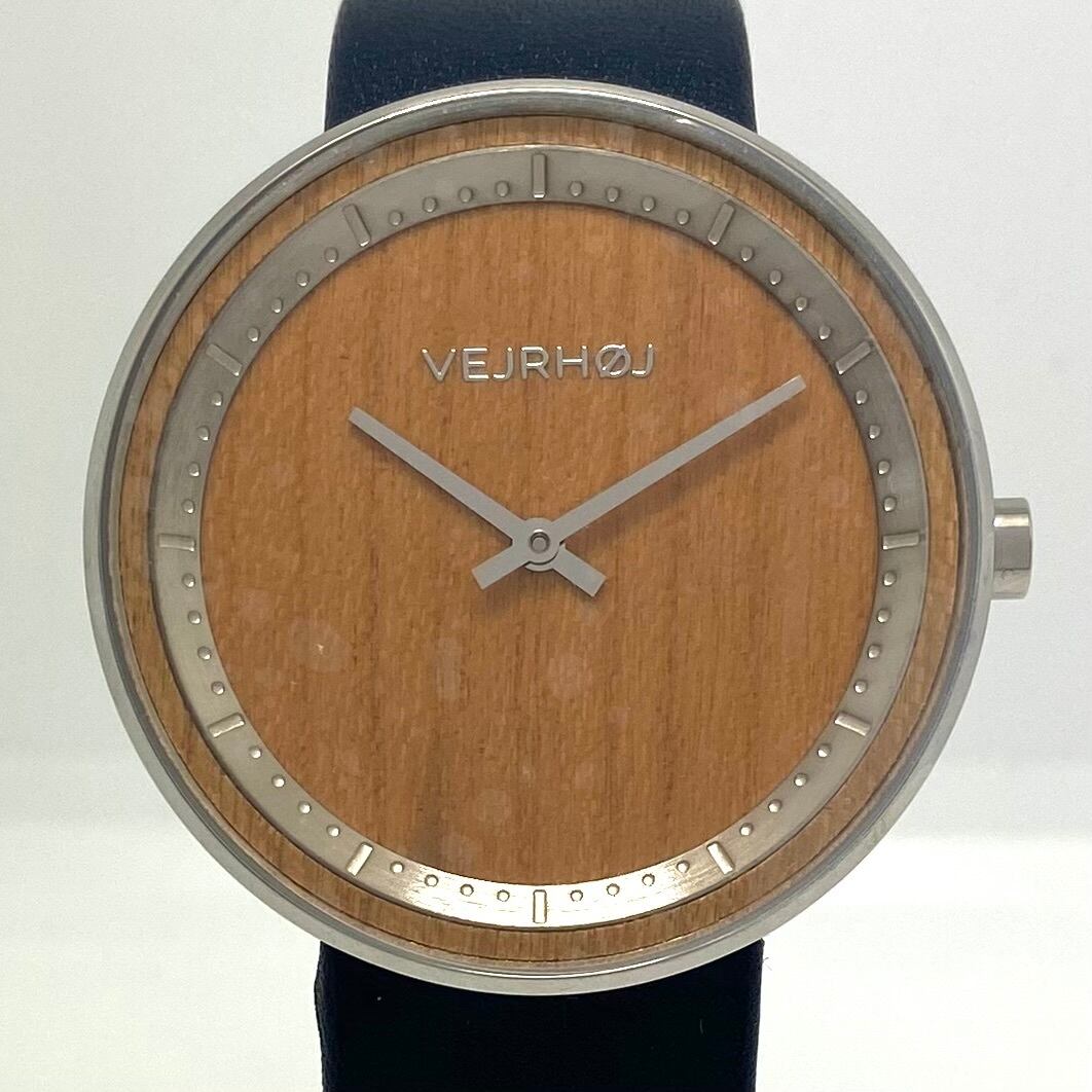 【未使用】ヴェアホイ　VEJRHOJ　クォーツ　木目　2針　革ベルト