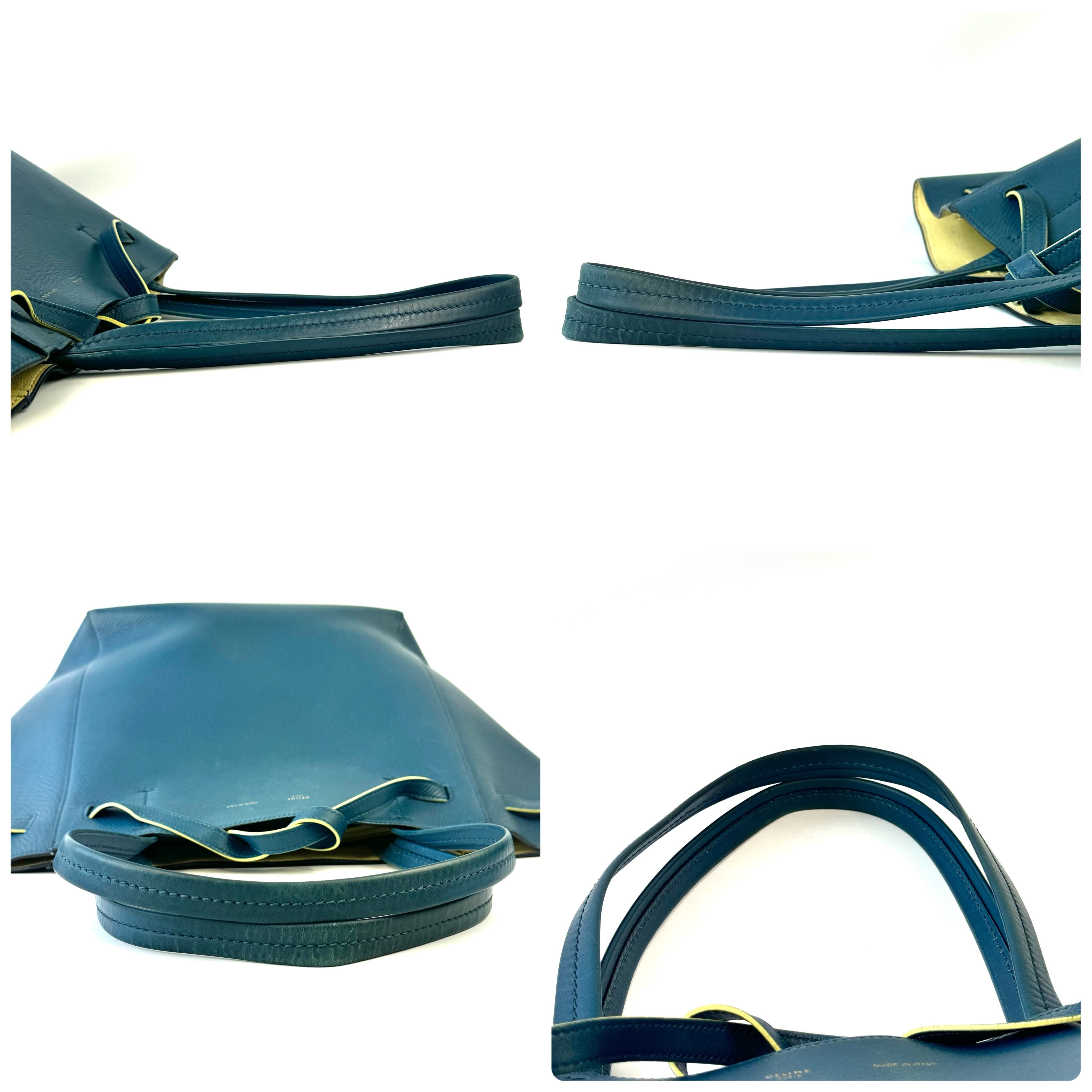 セリーヌ　カバファントム　トートバッグ　スモール　タッセル　カーフ　青　黄色