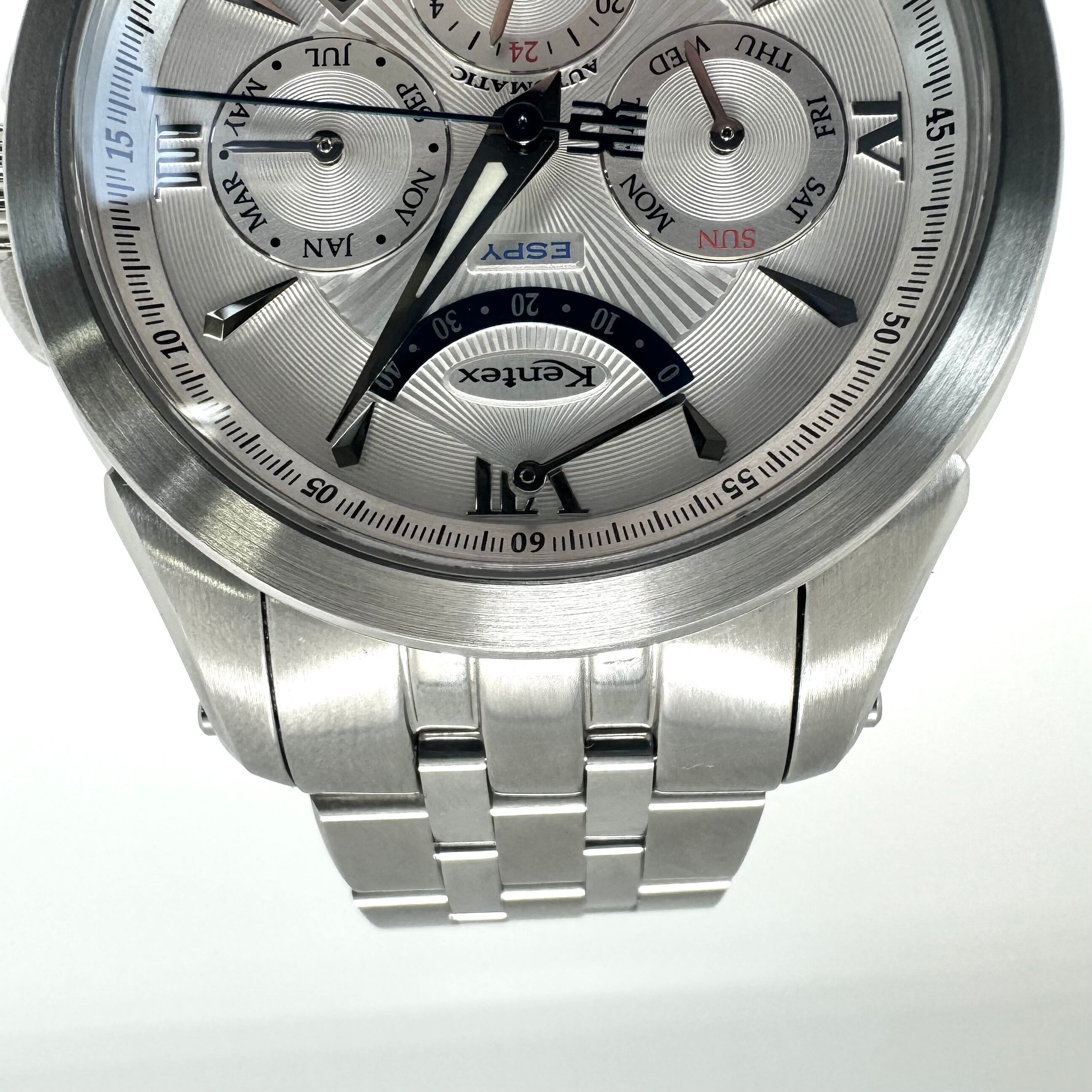 【美品】ケンテックス　KENTEX　エスパイアクティブII　E546M-08　自動巻　シルバー　パワーリザーブ　トリプルカレンダー