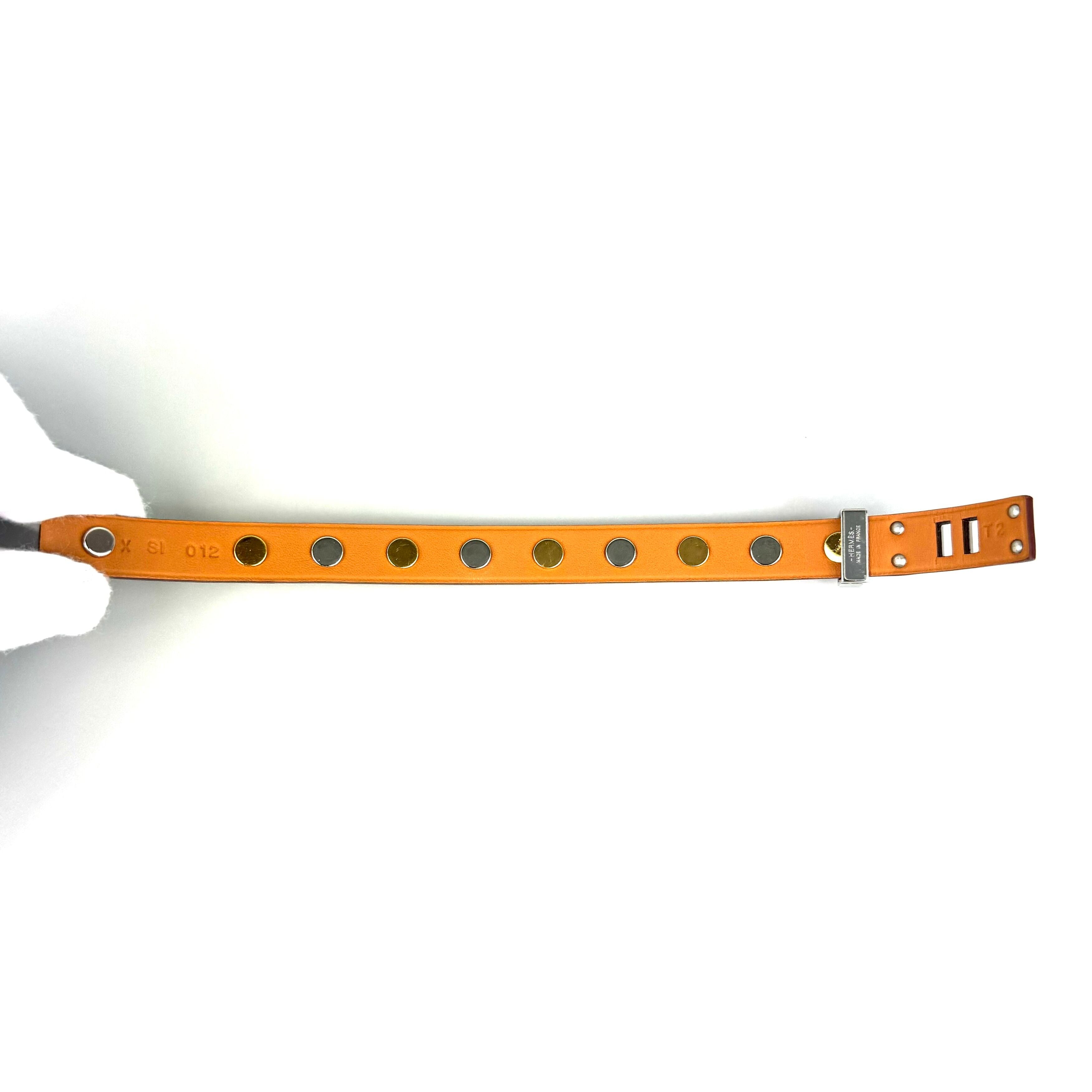 【美品】エルメス　ミニドッグクルーカレ　スクエア　ブレスレット　スイフト　レザー　ブラウン