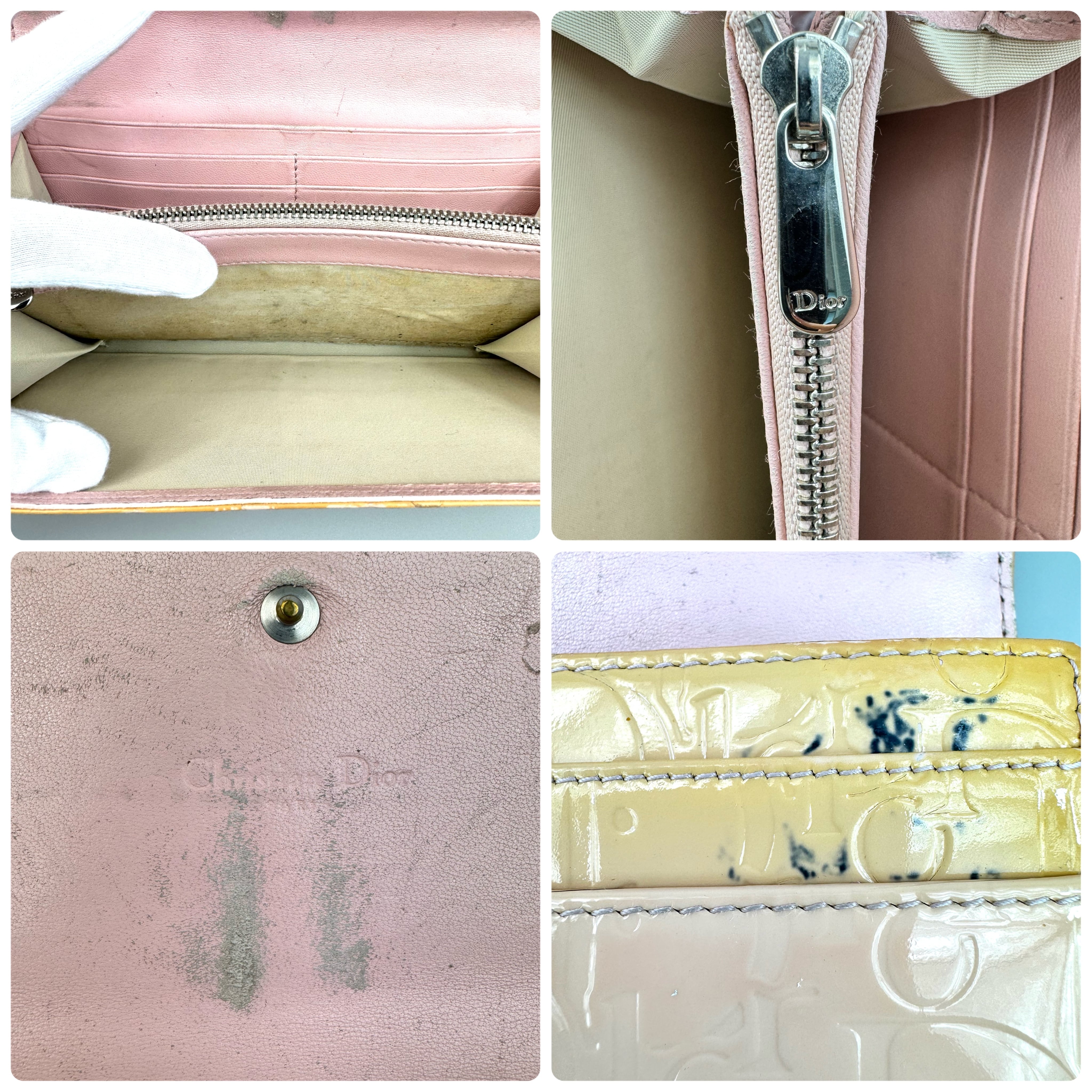 クリスチャンディオール　ロングウォレット　アルティメット　エナメルトロッター　ライトピンク