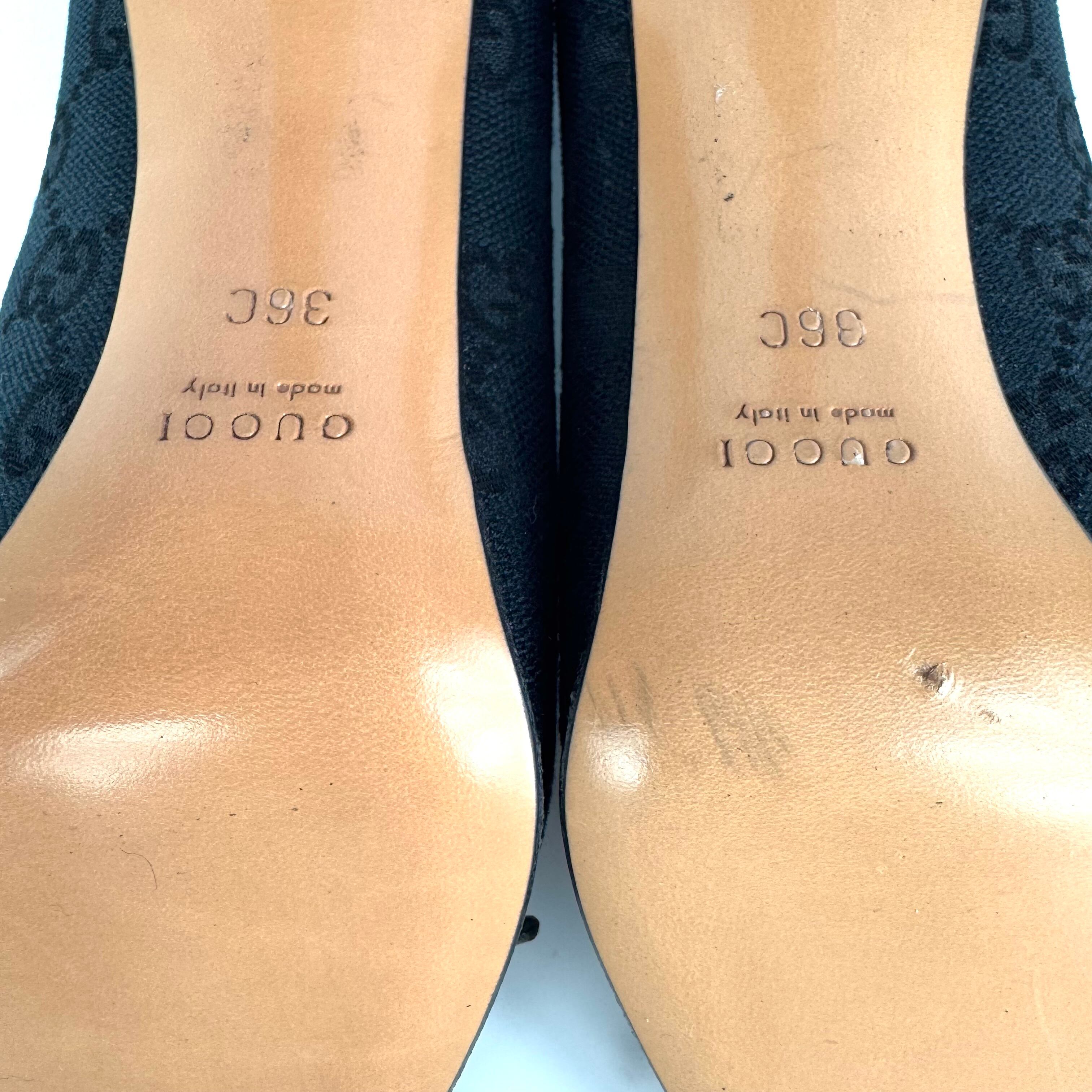 グッチ　GUCCI　パンプス　シェリーライン　リボン　黒　36C　日本サイズ約23cm