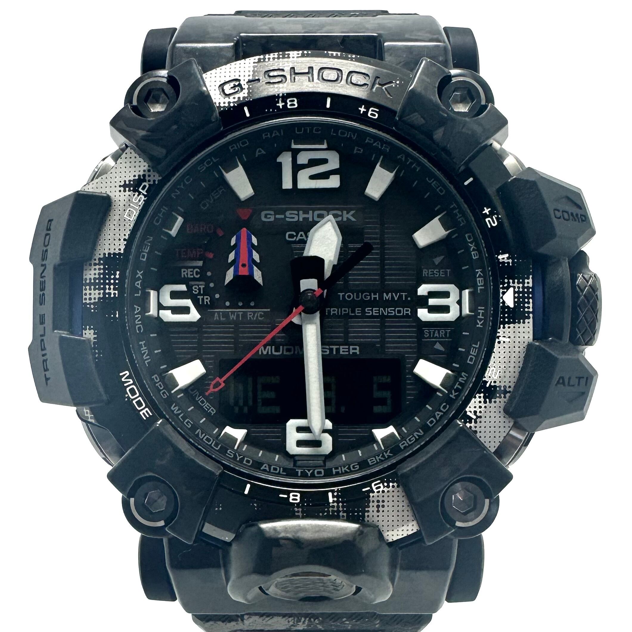 【美品・希少】カシオ　CASIO　G-SHOCK　ジーショック　MASTER OF G-LAND　マッドマスター　トヨタ　ランドクルーザーコラボレーションモデル　GWG-2000TLC-1AJR　電波ソーラー　黒　アナデジ　樹脂ベルト