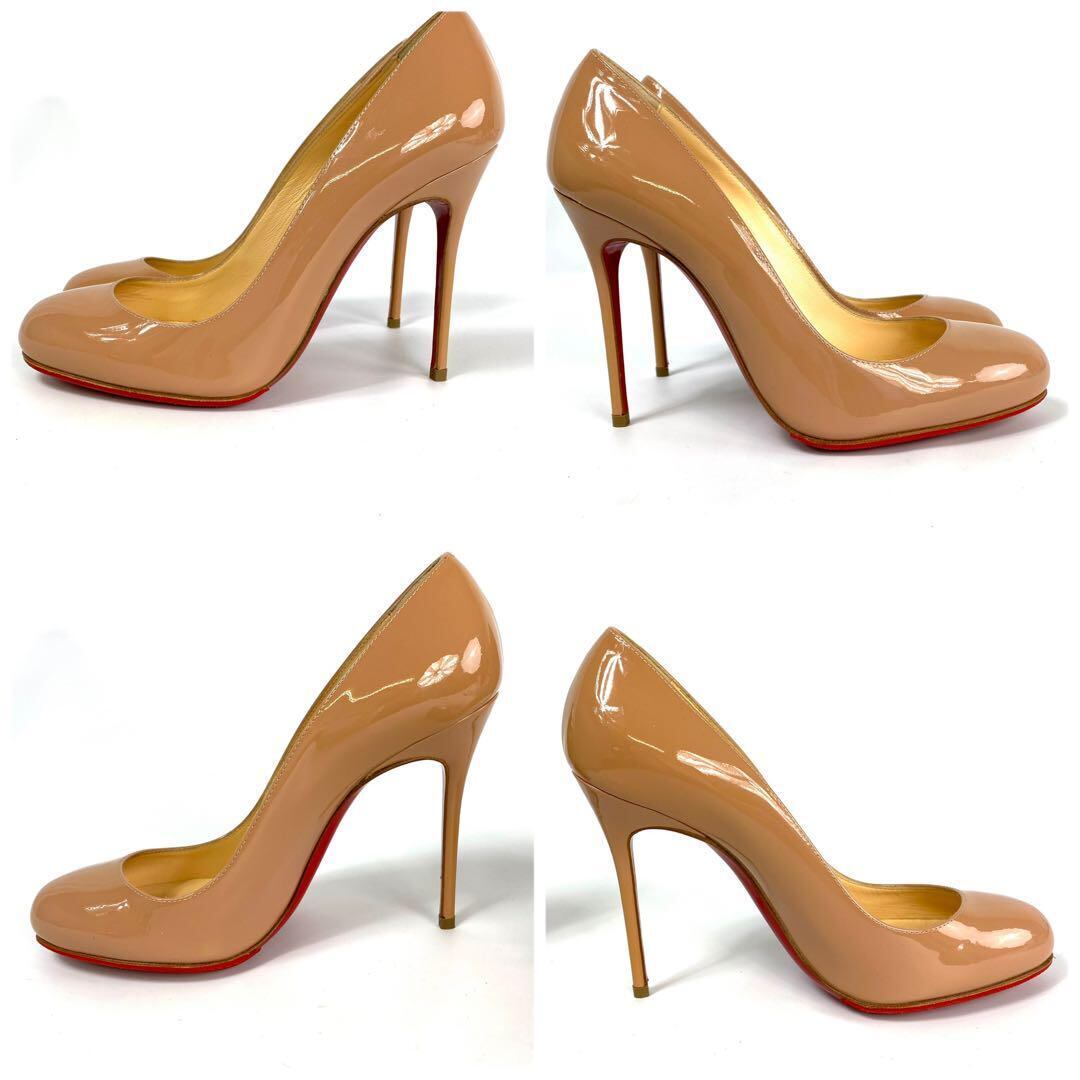 クリスチャンルブタン　パンプス　パテント　ハイヒール  ベージュ　37