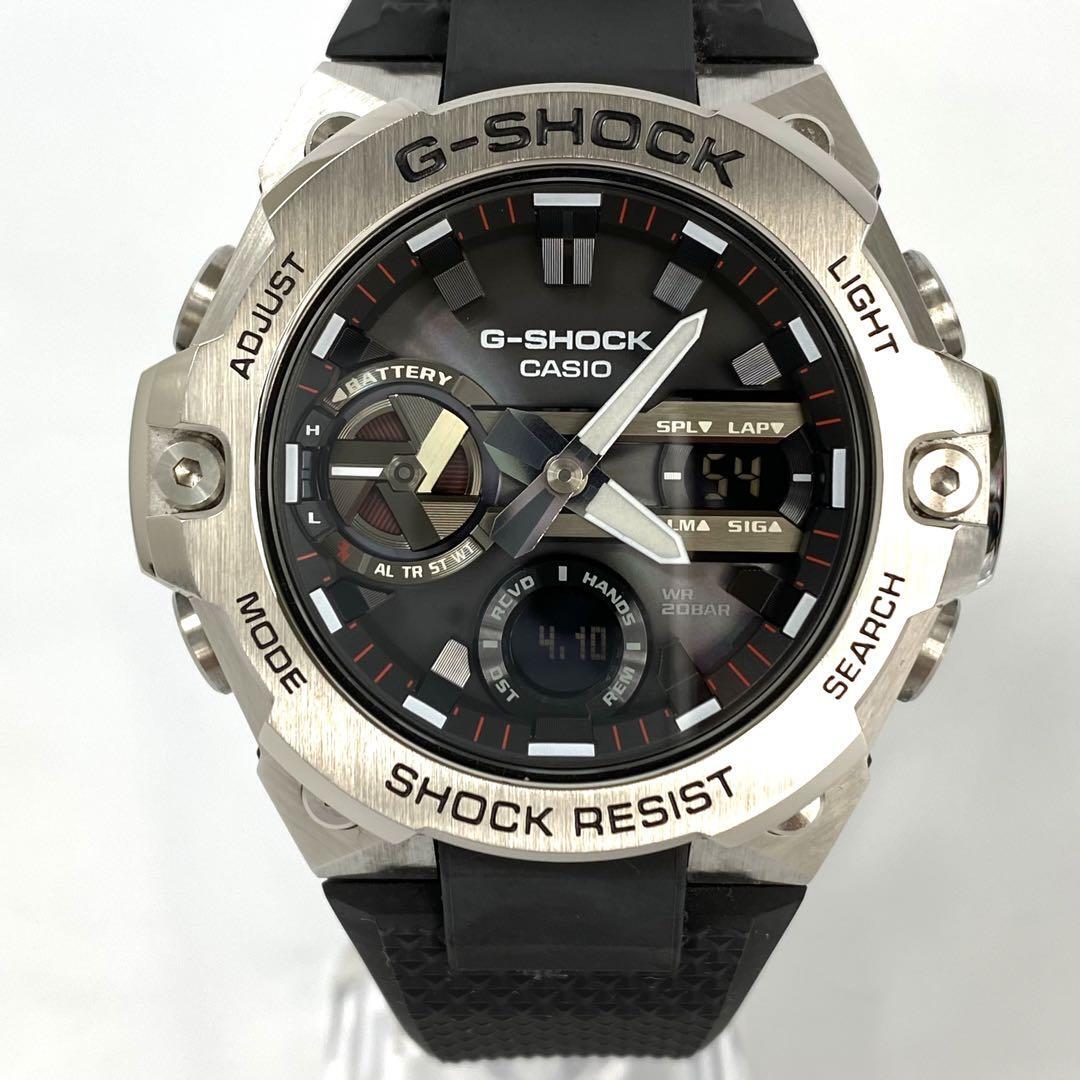 【美品】カシオ　Gショック　G-STEEL　タフソーラー　黒　カーボン　ラバー