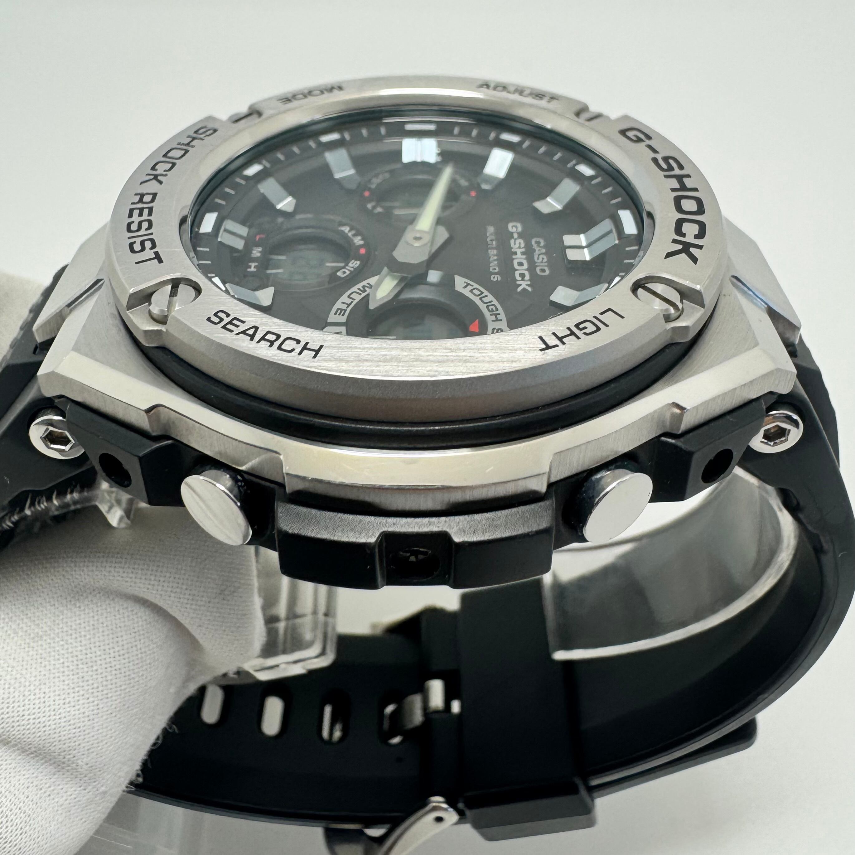 腕時計 メンズ カシオ G-SHOCK ジーショック ジースチール GST-W110D-1A9JF 電波ソーラー アナデジ 黒 ラバーベルト