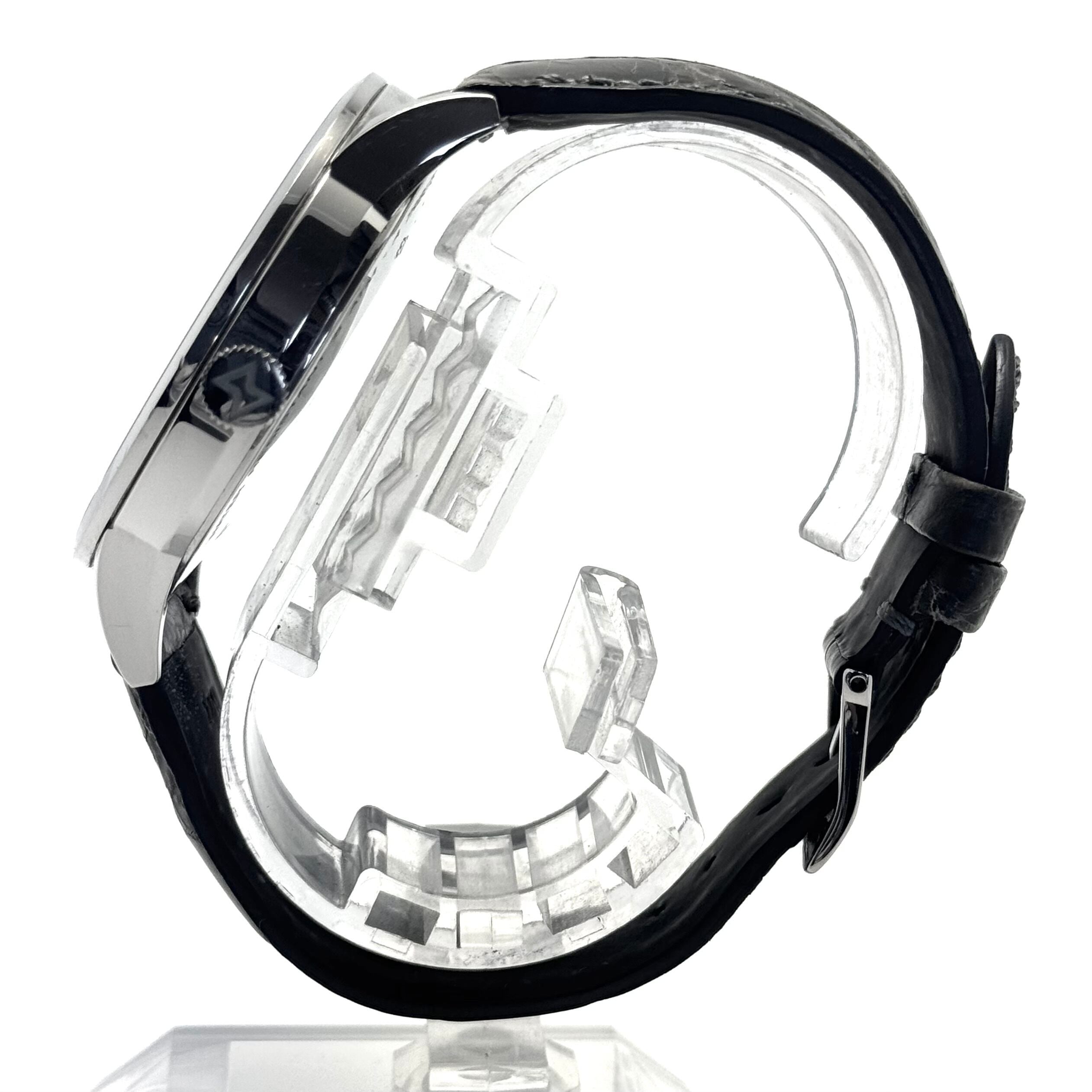 【希少】エドックス　EDOX　85014-3-AIN　レ・ヴォベール　オープンハート　自動巻　シルバー　革ベルト