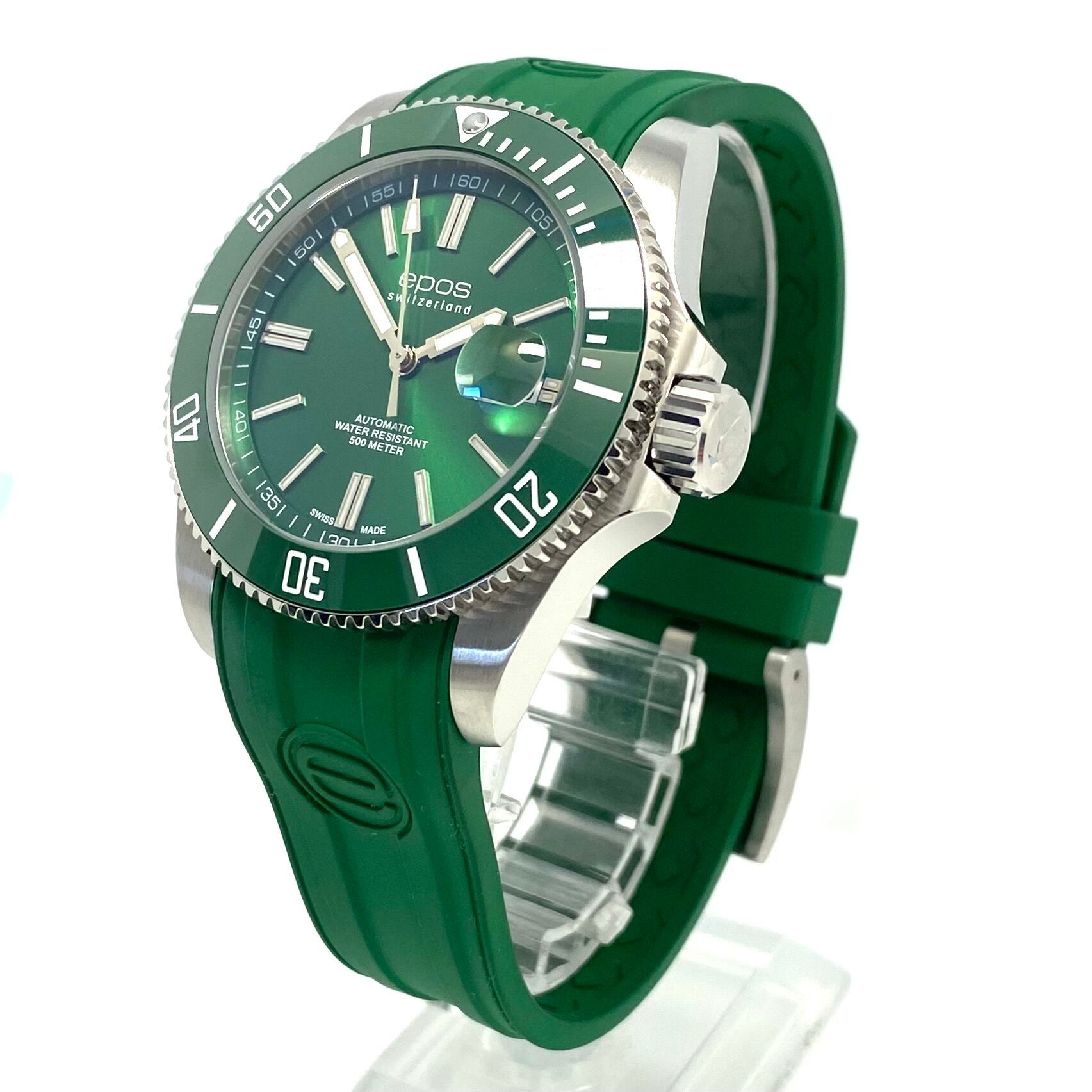 【美品】エポス　EPOS　スポーティブ　ダイバー　SPORTIVE　Diver　3054GR　自動巻　緑　デイト表示　樹脂ベルト