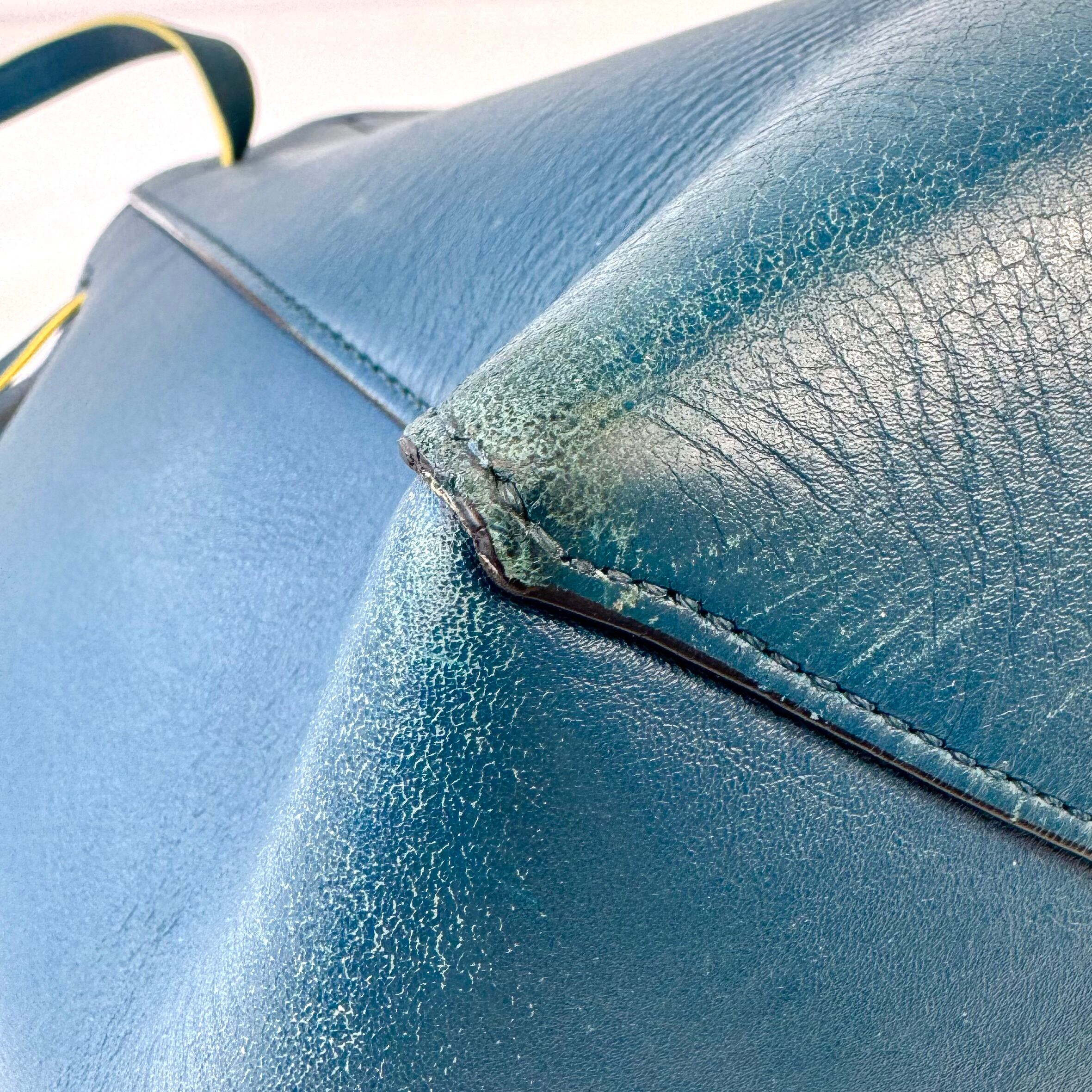 セリーヌ　カバファントム　トートバッグ　スモール　タッセル　カーフ　青　黄色