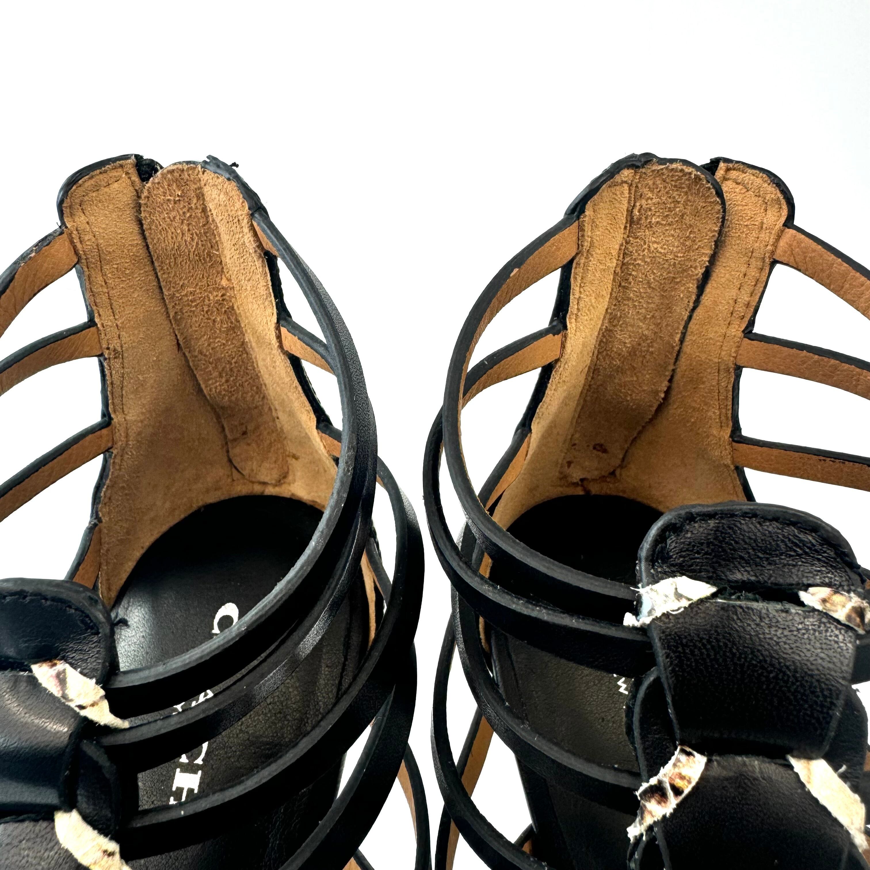 【美品】コーチ　グラディエーターサンダル　ピンヒール　パイソン　黒　22.5cm