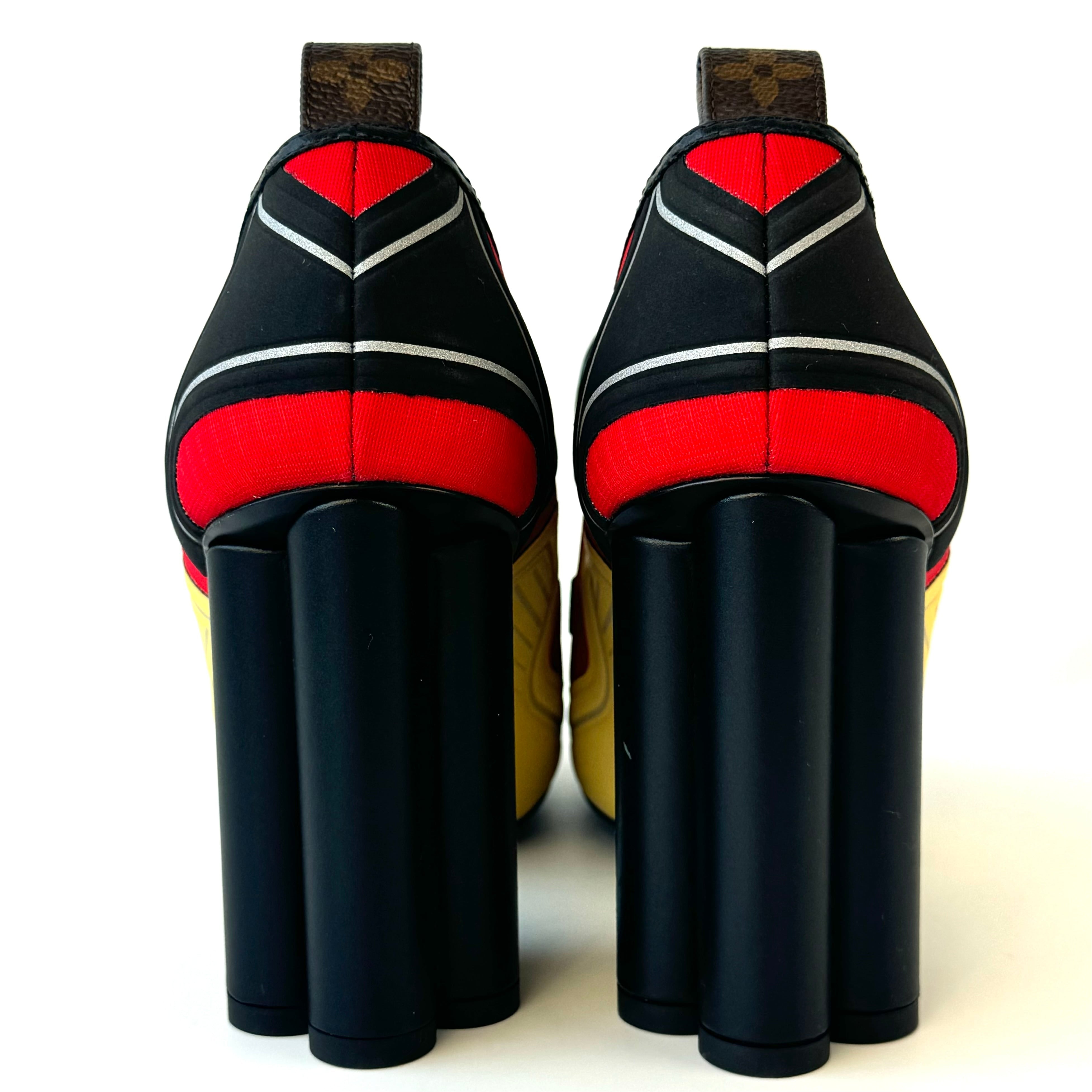 【美品】ルイヴィトン　MA1129　パンプス　モノグラム　フラワーヒール　タッセル　マルチカラー　ゴールド　24cm